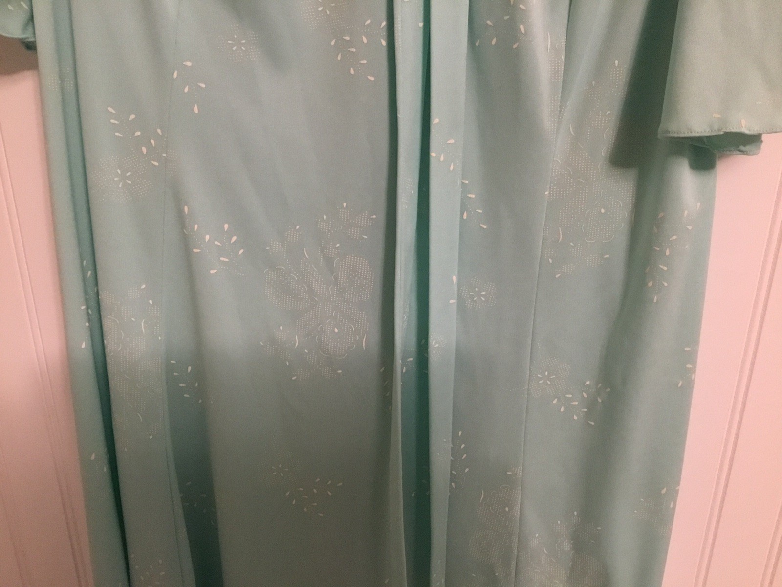 Vintage Damon Dress Teal With Creme Design Flowy Sleeves Size Medium Zip Back