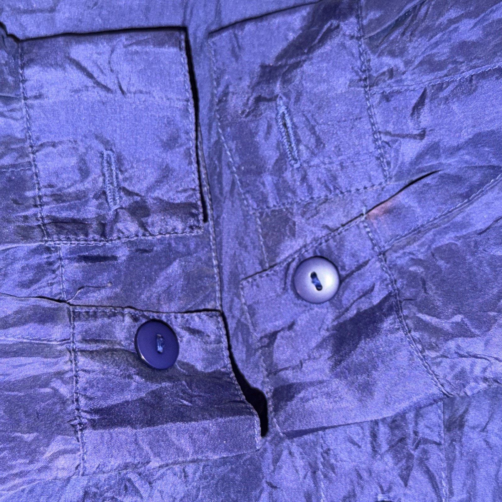 VTG Y2K All Silks Women’s Purple 100% Silk Button Up Long Sleeve Collar Shirt L
