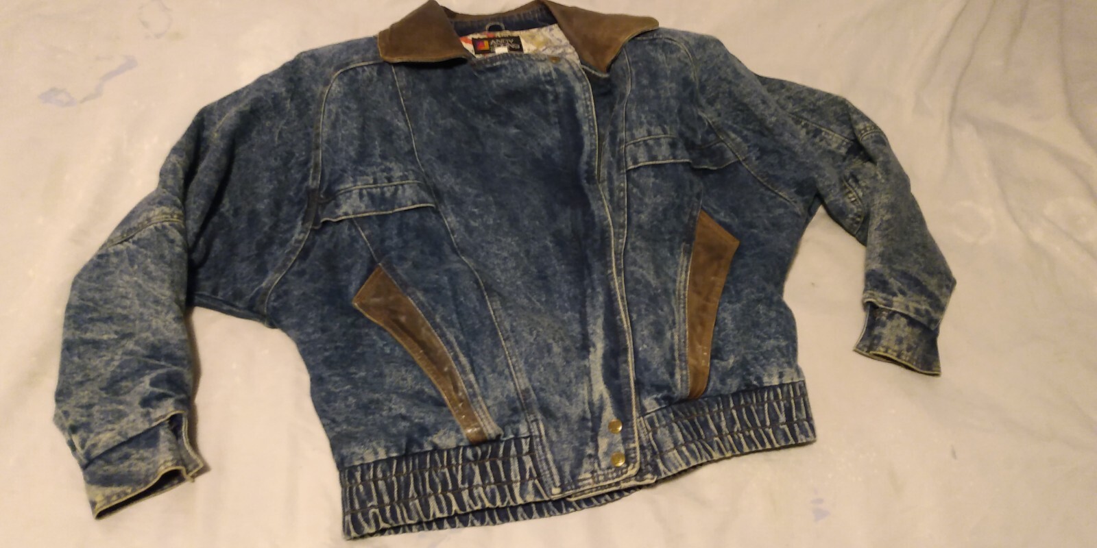 Vintage Acid Wash Denim Jean Jacket Size L Andy Johns Jacket