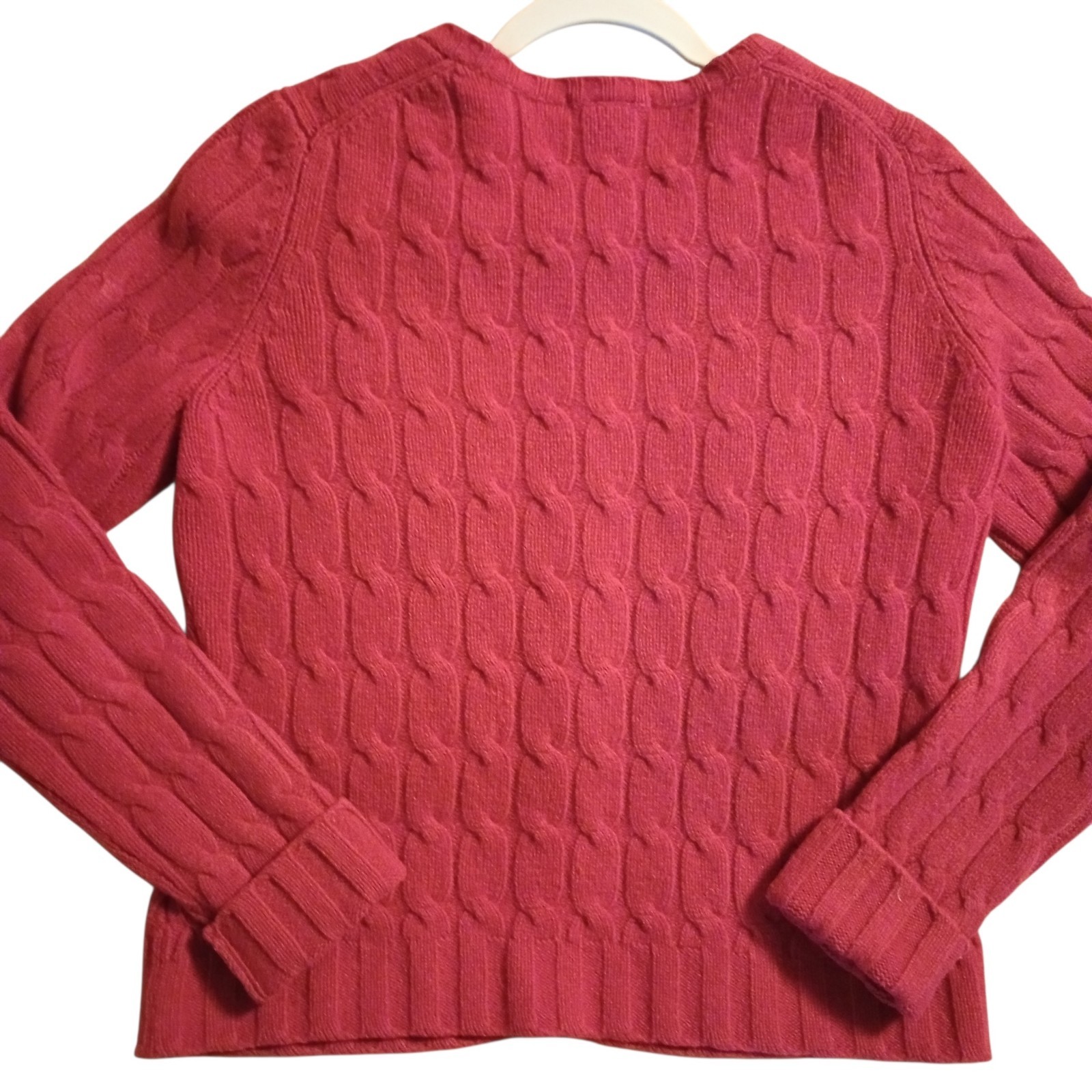 Vintage GAP Women’s M Lambs Wool Sweater EUC Cable Knit Cardigan Red Y2K BOHO