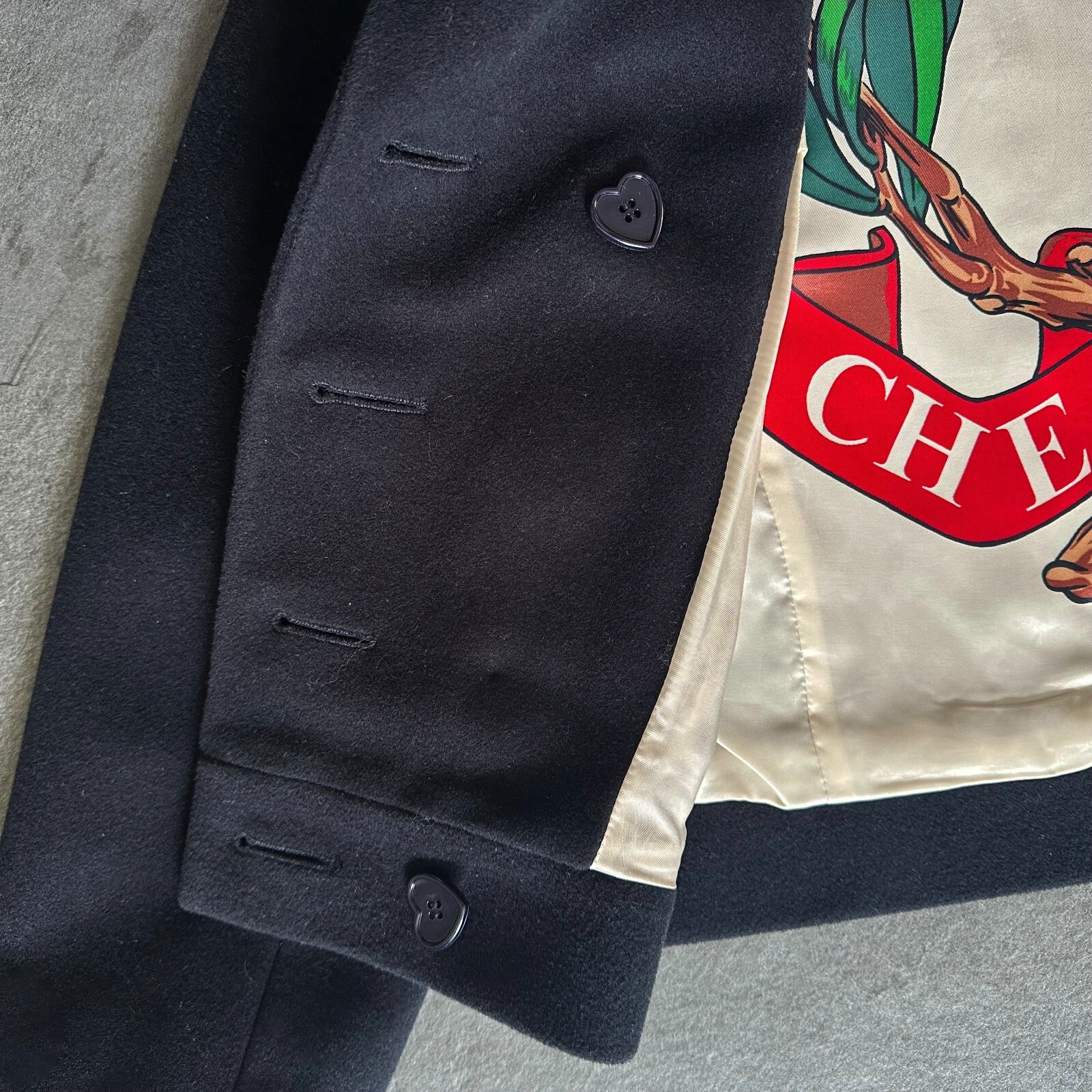 MOSCHINO CHEAP and CHIC blue navy wool & mohair jacket size 42 from F/W 1992/93