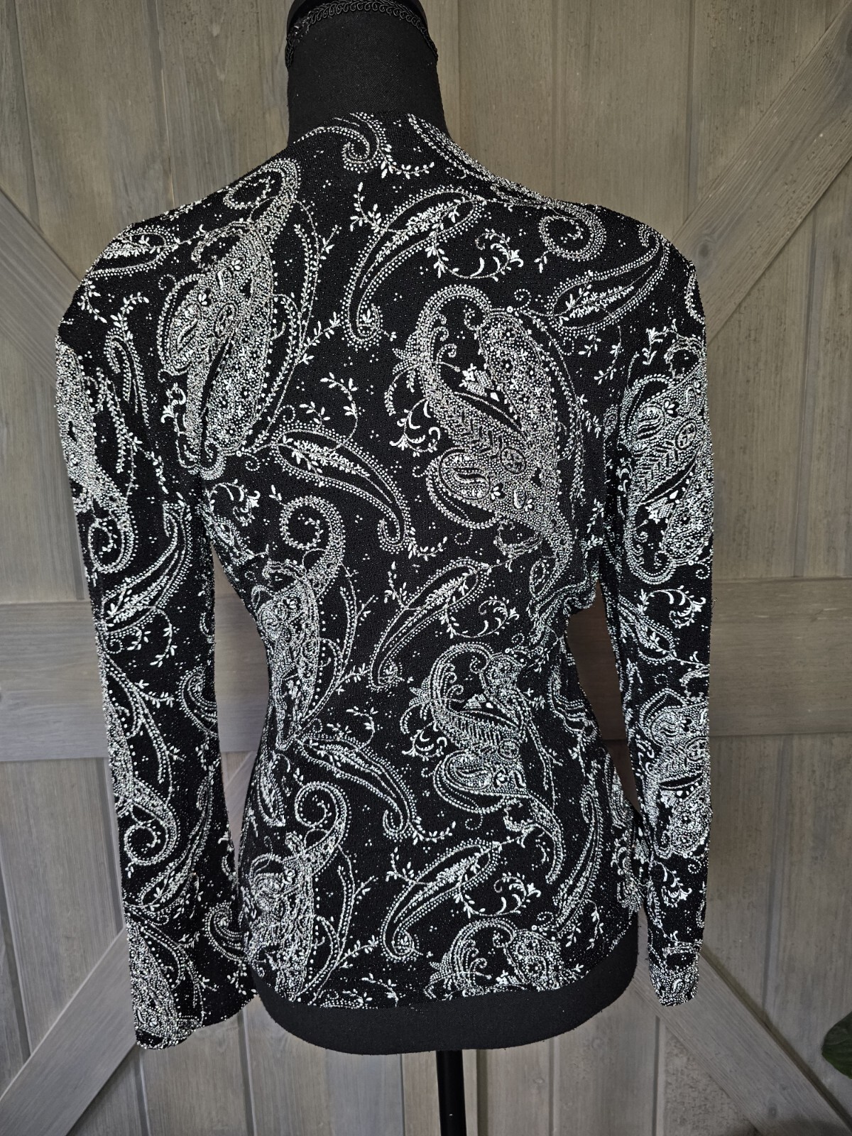 Vintage 90s J.B.S. Glitter Paisley Blouse sz Medium