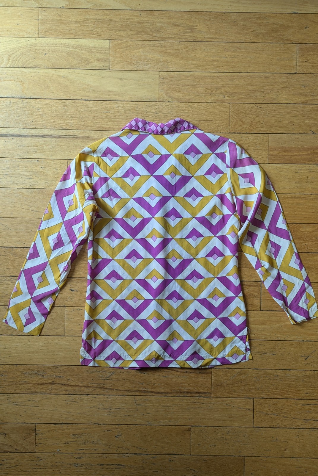 ​Vintage 70s Alex Colman California Collar Button Down Shirt Geometric Print