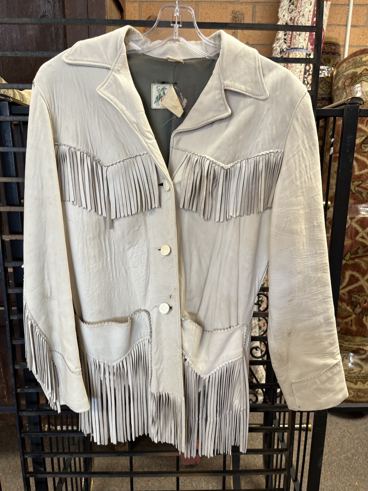 Vintage western Trego’s WestWear lambskin leather fringe jacket sm 1950’s
