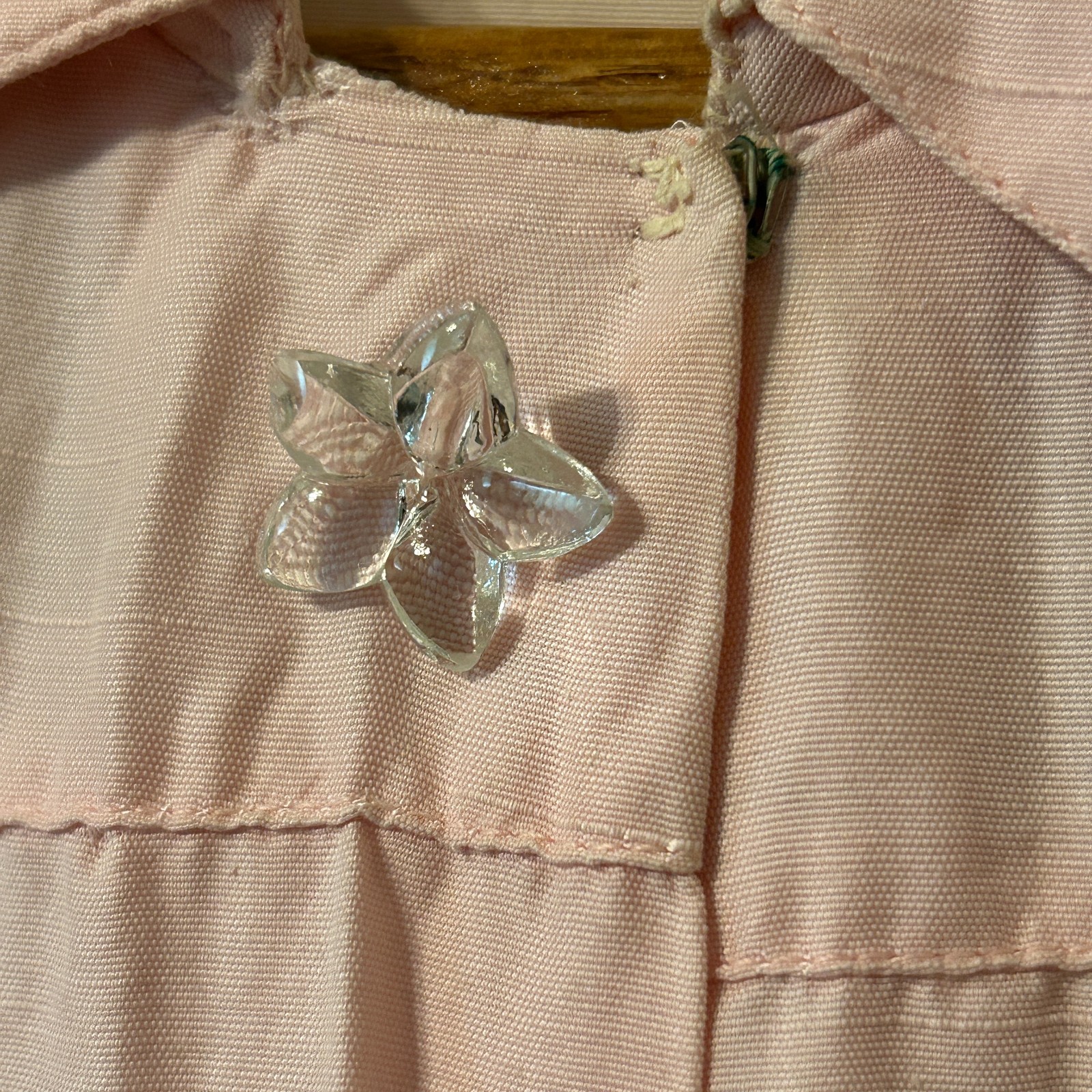 Vtg 1940s 50s Womens Sz L Pink Day Dress Rockabilly VLV Textured Rayon