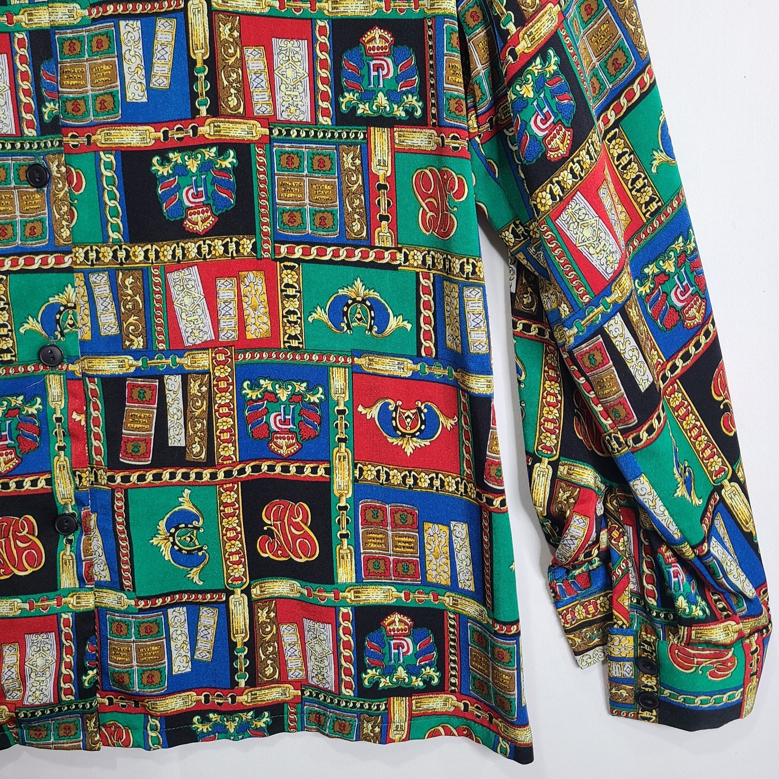 *Unique Vintage Pendleton Cottage Book Library Teacher Blouse Sz10 Lg Novelty