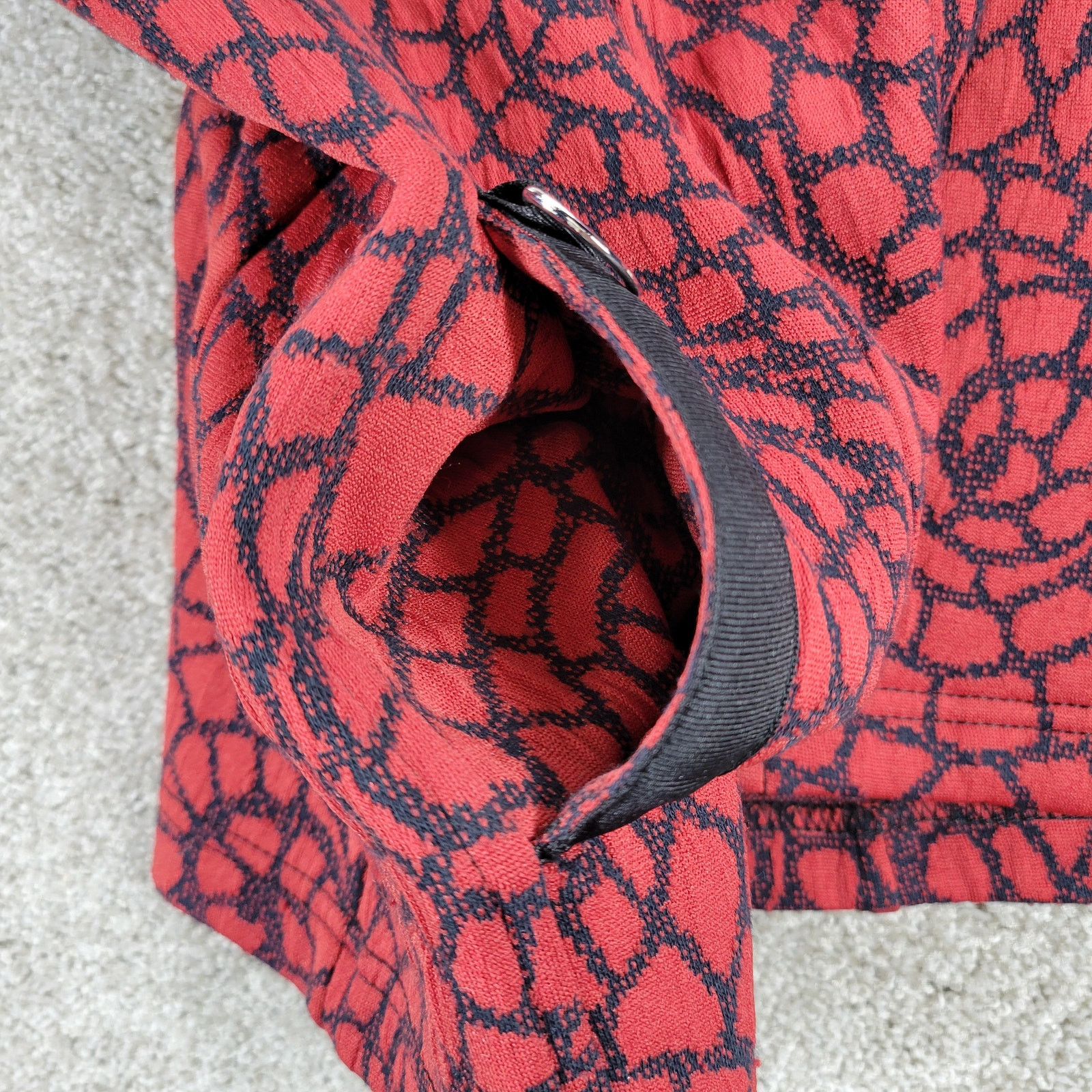 Vintage Rafael Sport Jacket Womens M Red Black Printed Zip Up High Neck Pockets