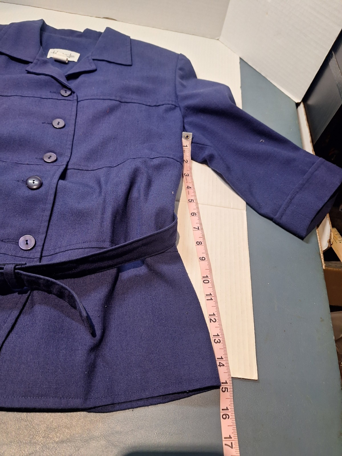 Vintage Henry Lee 2 Piece Skirt Suit, Woman’s 12, Polyester Blend, Navy Blue