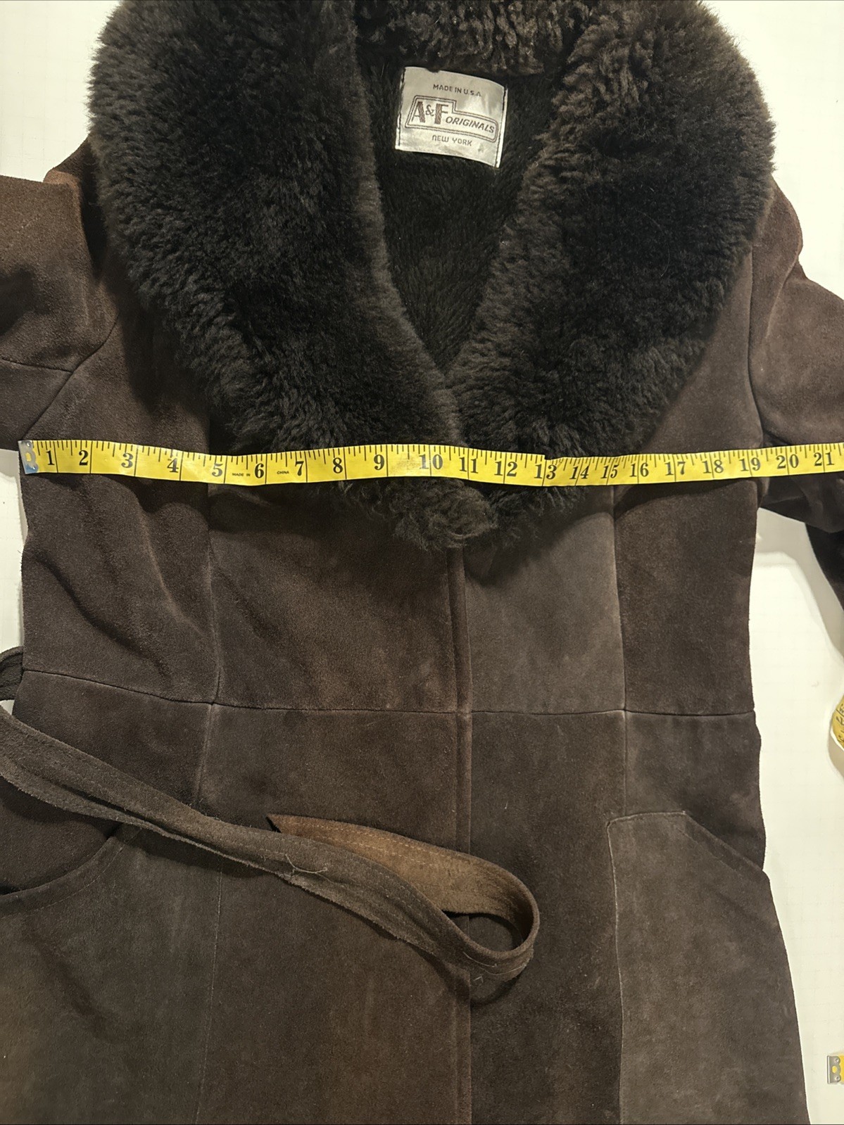 Vintage A&F Originals Abercrombie Fitch Long Suede Coat Dark Brown Penny Lane