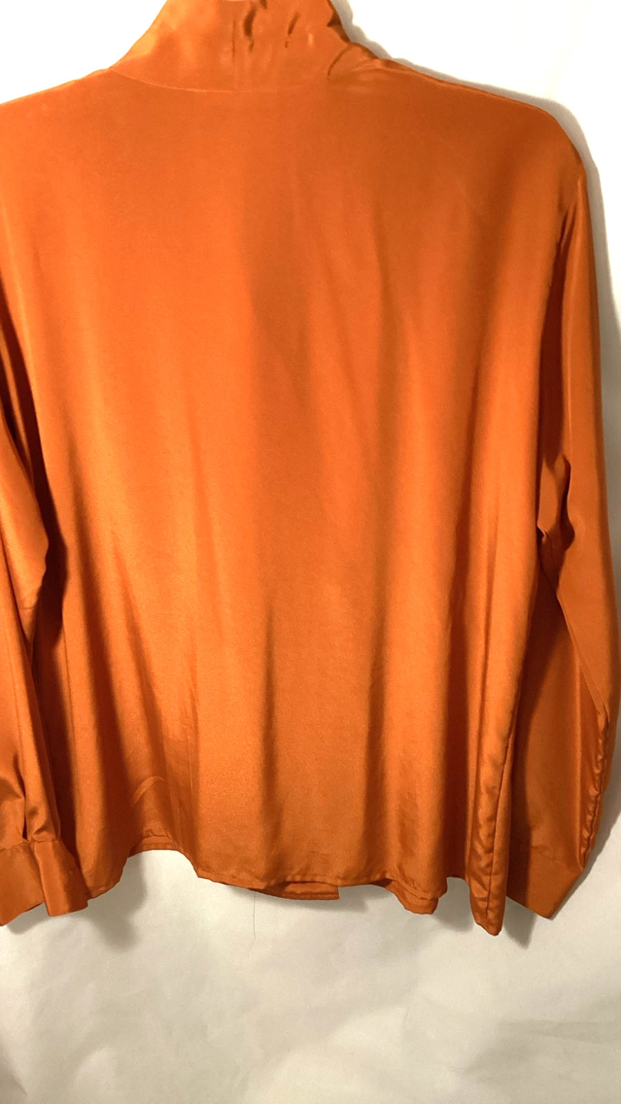 Vintage Pierre Cardin Rust Orange Satin Blouse Designer Retro Glam Button Top