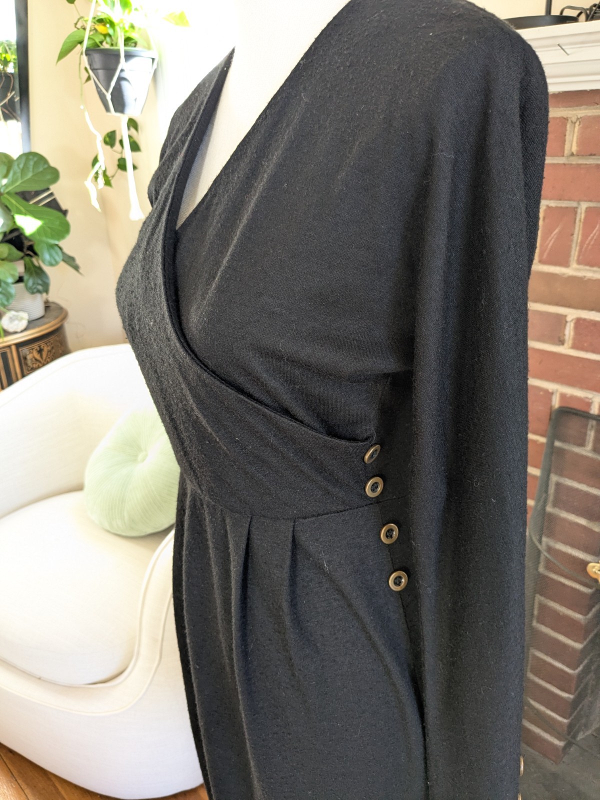1970s Wool Wrap Style Dress With Button Details