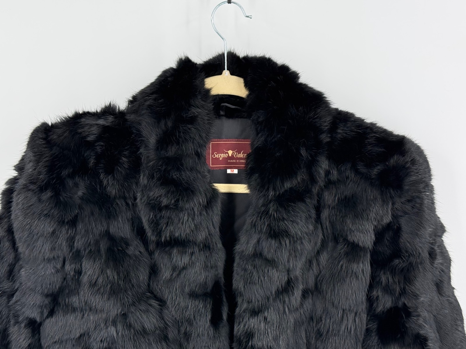 Vintage 1980s Sergio Valente Black Genuine Rabbit Fur Coat Women’s Size Medium