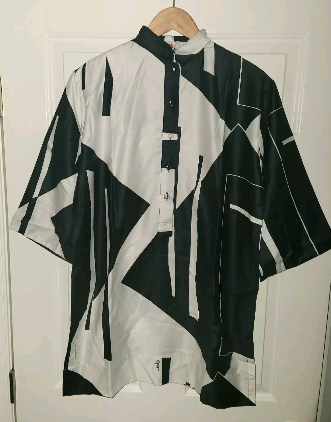 Vtg. Catherine Ogust Penthouse Gallery Mod Shift Burma Forever Dress Tie Art OS