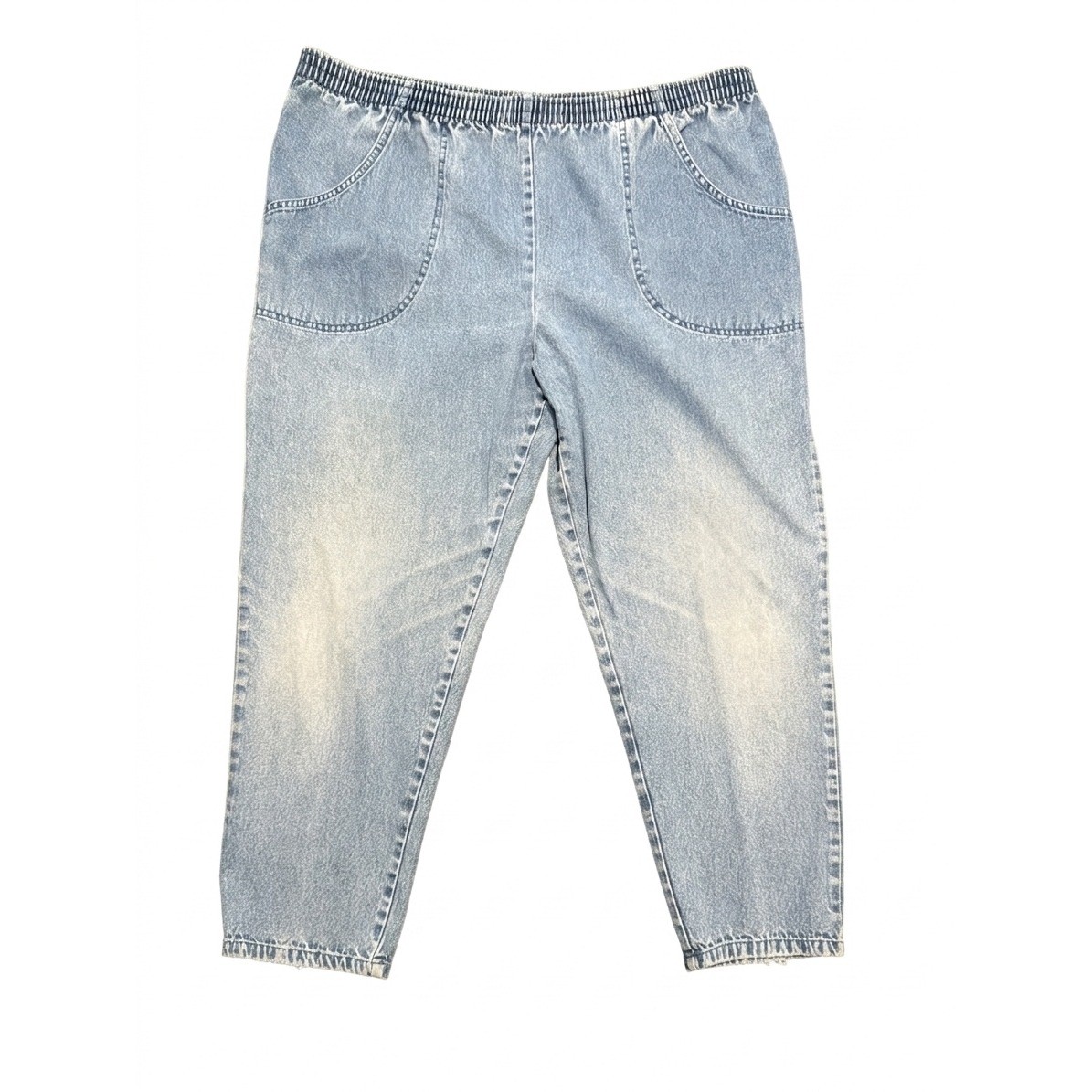 Just For Women Vintage Elastic Waist Tapered Denim Jeans Light Wash 18WP USA