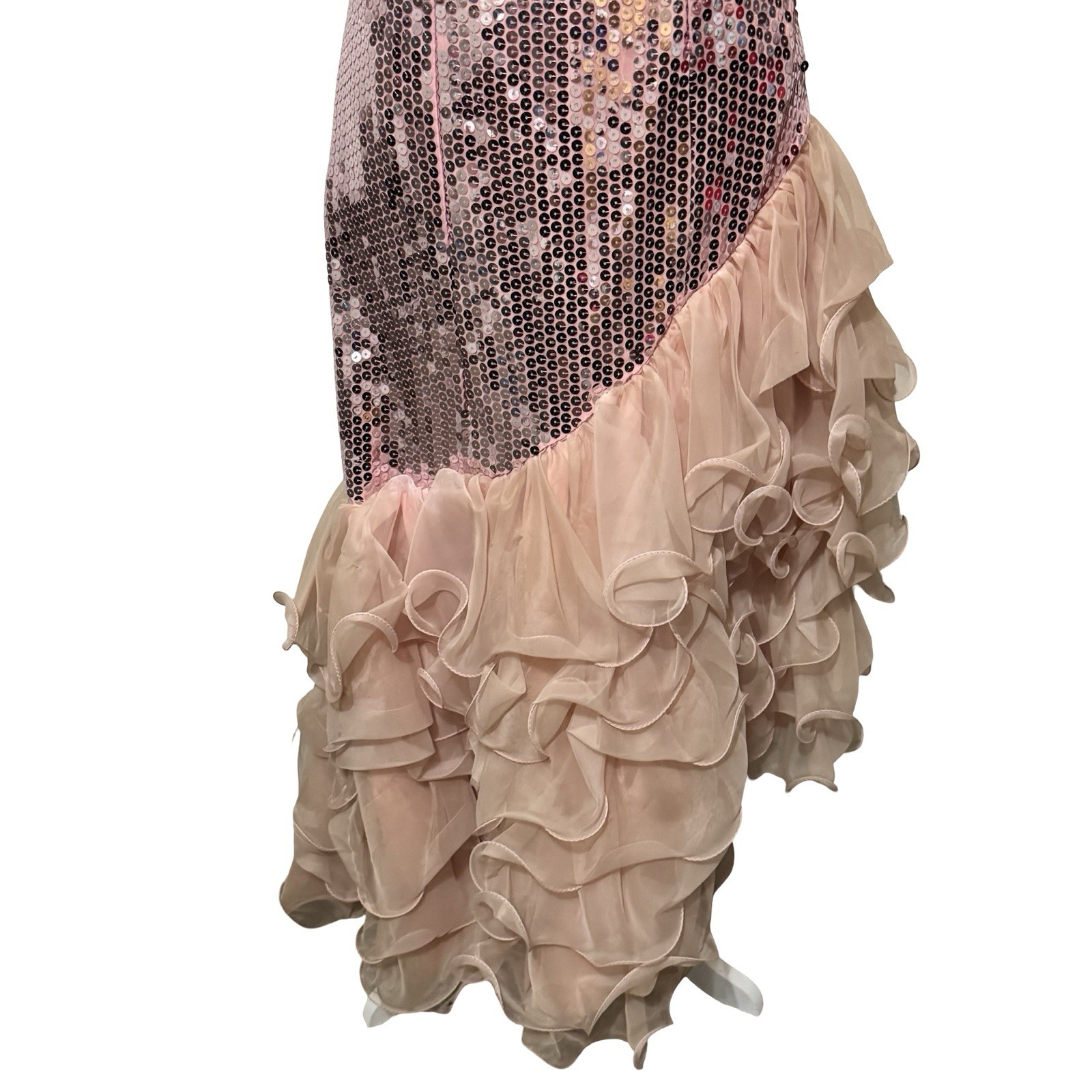 Vintage 80s Nadine Pink sequin strapless prom dress size Small mermaid