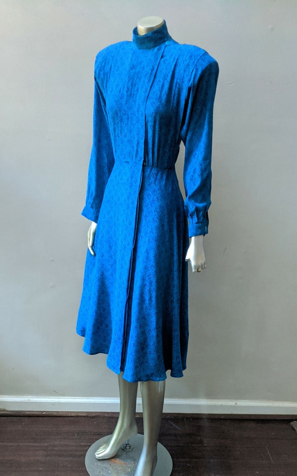 RETRO VTG 80s 90s SILK PAISLEY A LINE DOLMAN SLEEVES MOD SWING DRESS sz 6