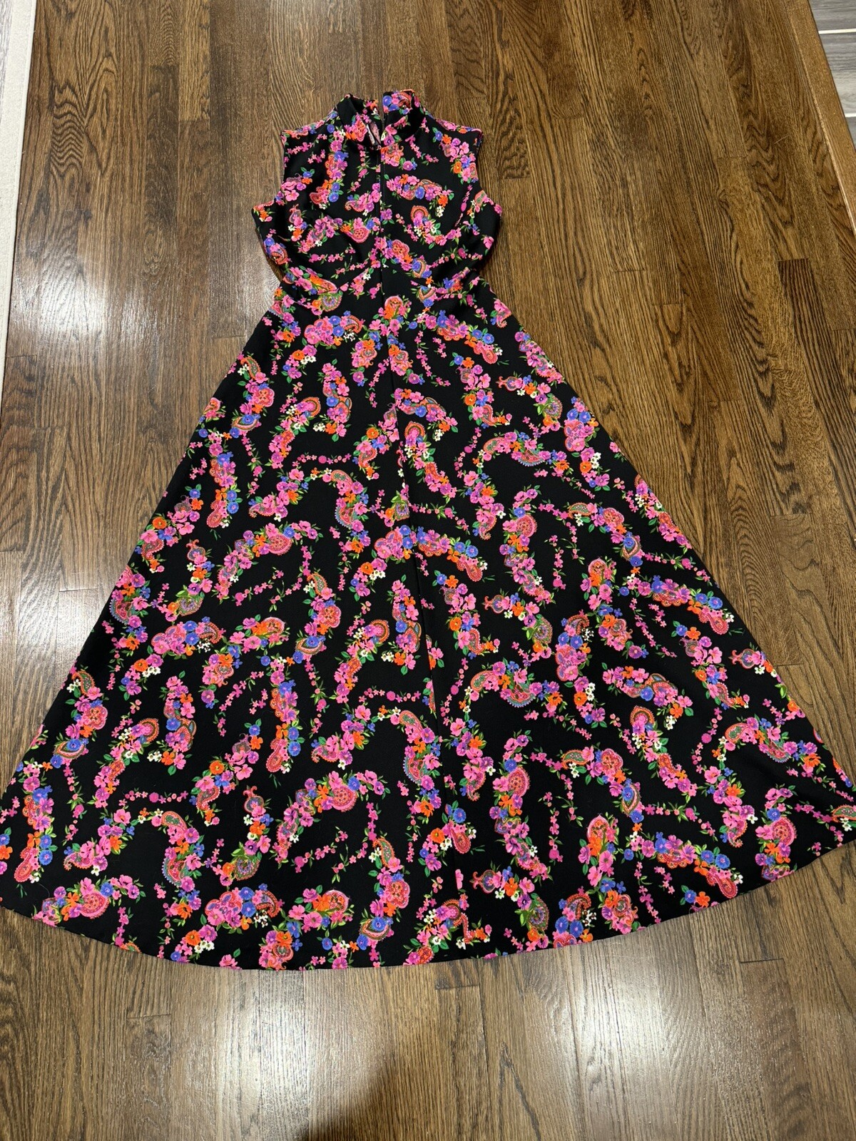 Vintage 70’s It’s Better X Floral Mod Retro Hippie Long Maxi Dress Double Knit