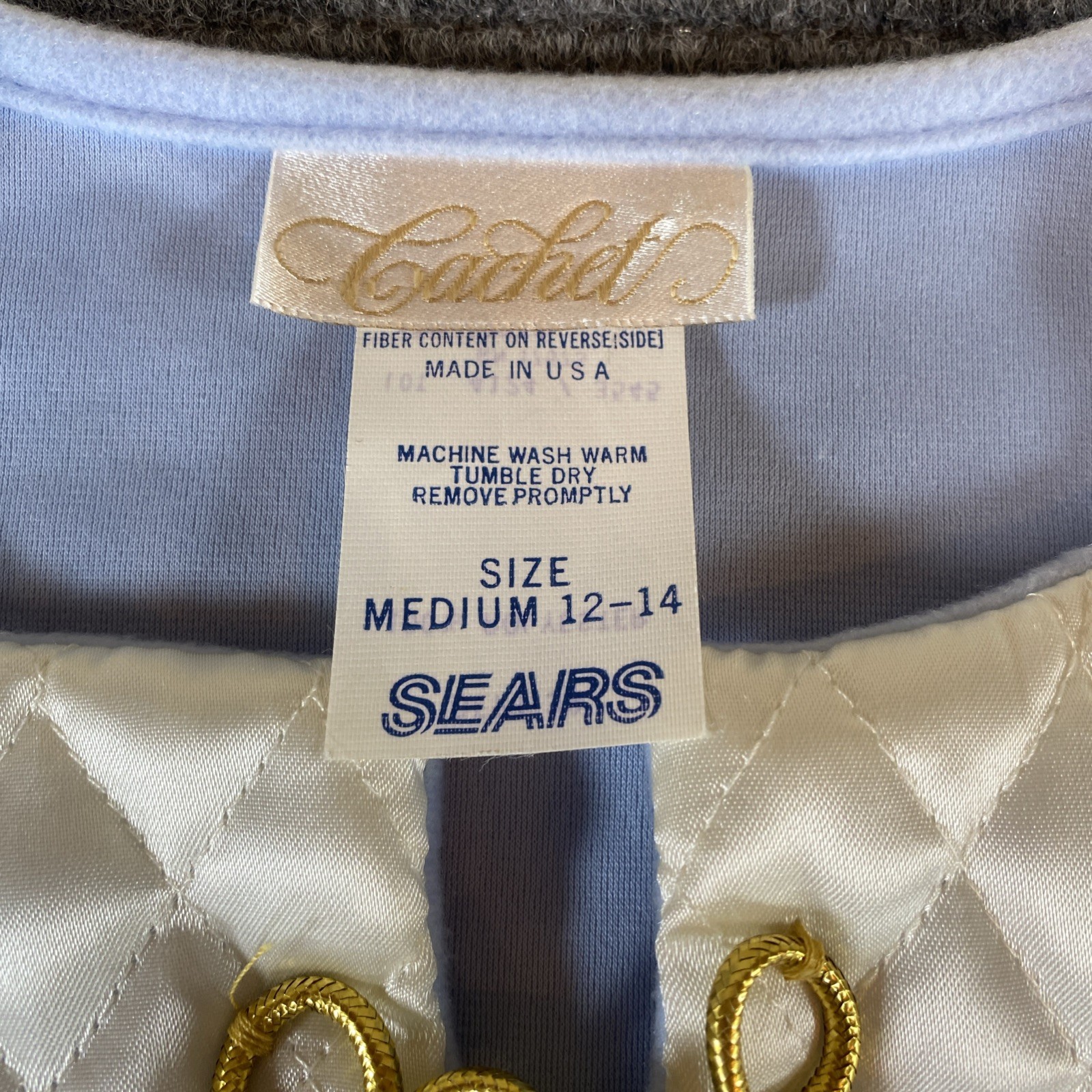 VTG 80s 90s Sears Cachet Fleece Robe NWT New Old Stock Quilted Satin Medium Blue