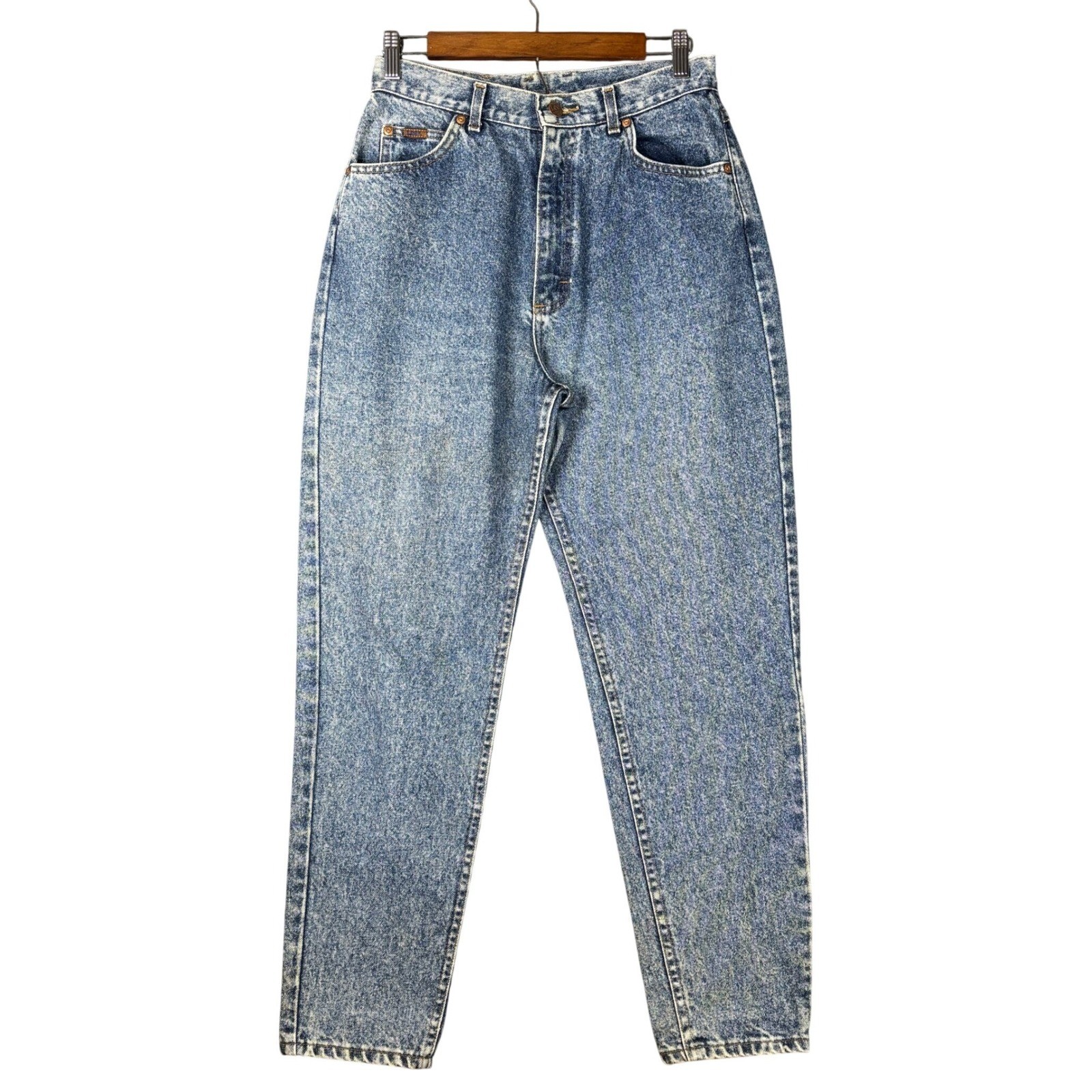 Vintage Lee Riders Acid Wash High Rise Mom Jeans Blue Denim Made in USA 12 MED