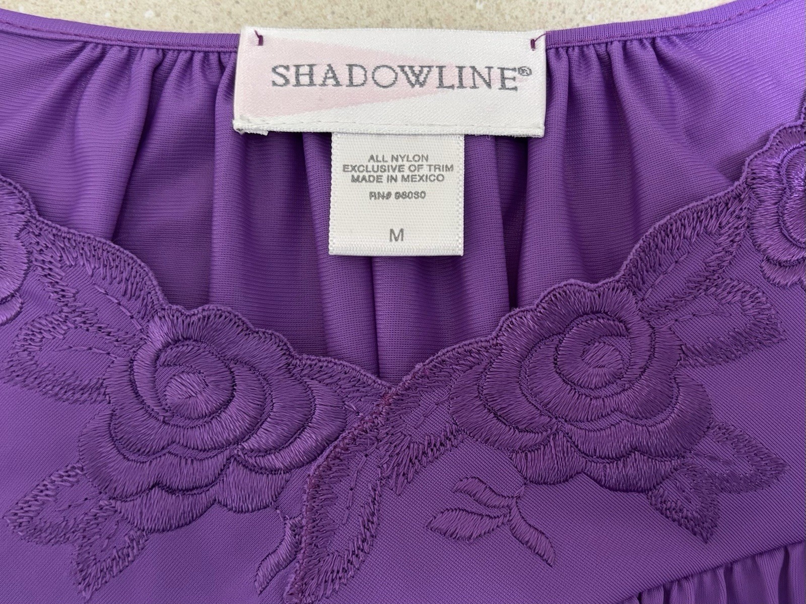 Shadowline Womens Size Medium Long Sleeve Nightgown Purple Nylon Silky NWT