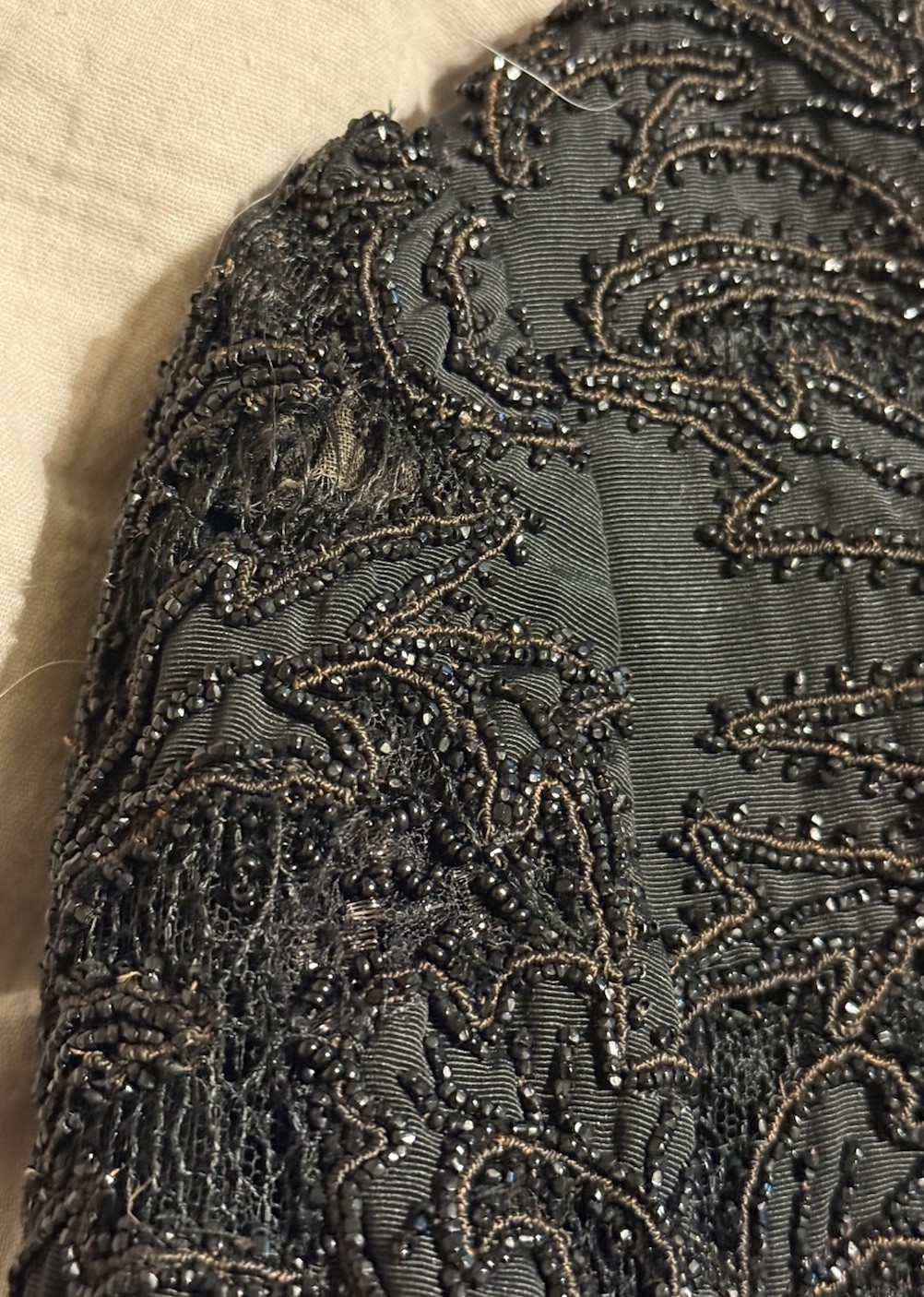 Antique Edwardian Victorian Black Mourning Cape Jacket Beaded Intricate Beadwork