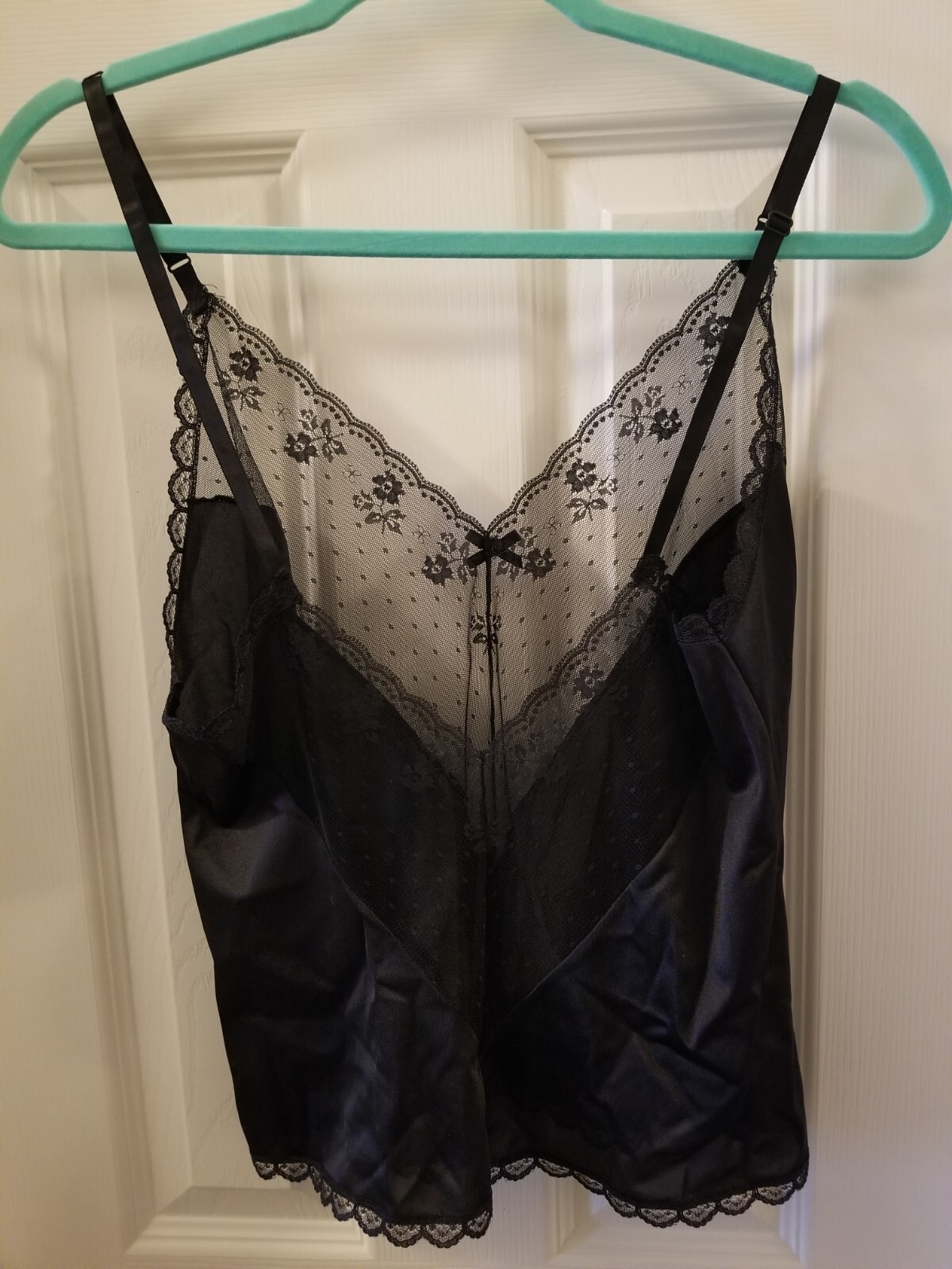 Vintage Ashley Taylor Camisole Black Scalloped Lace Sexy Romantic Lingerie M
