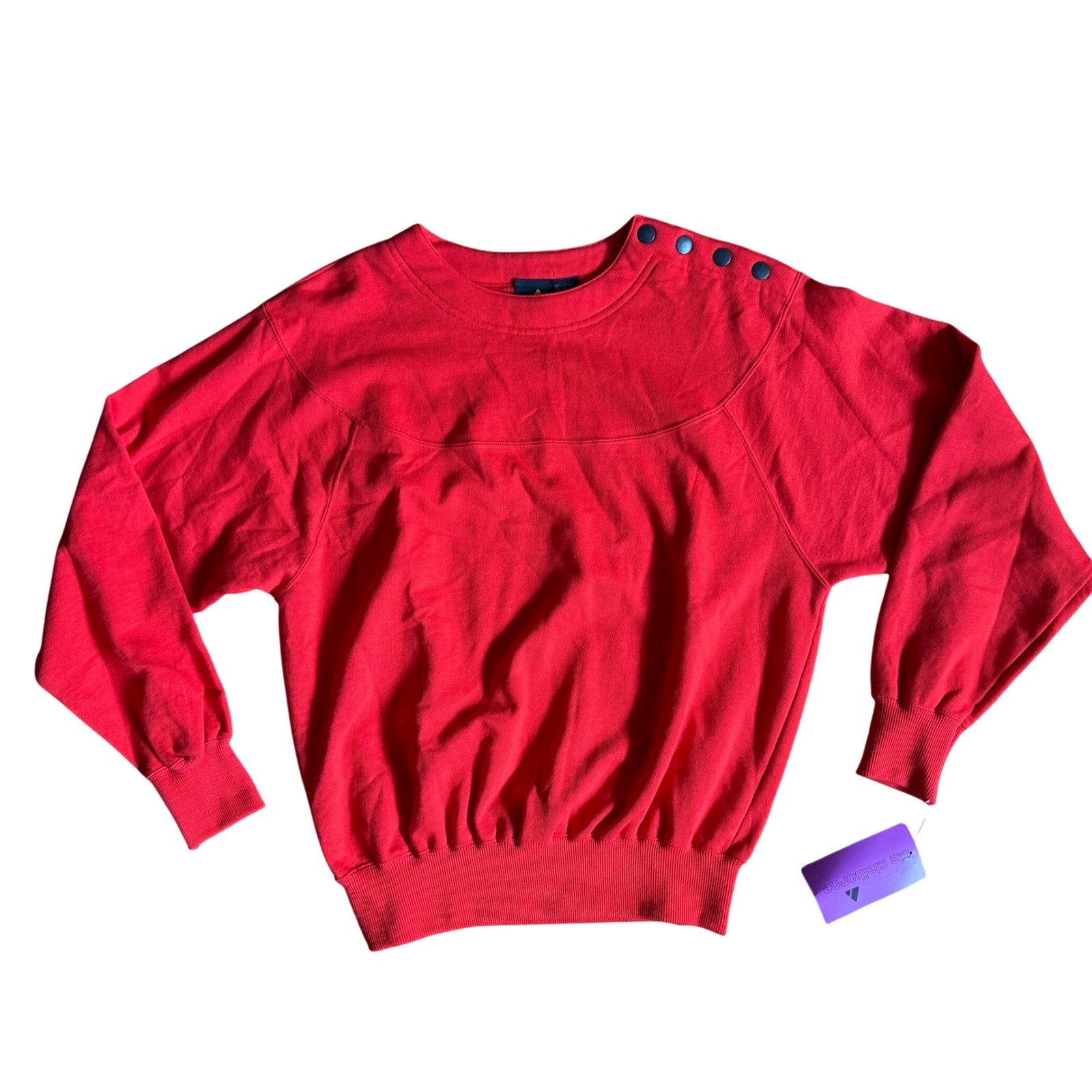 Deadstock NWT Vintage Liz Claiborne Red Snap Detail Sweatshirt Women’s