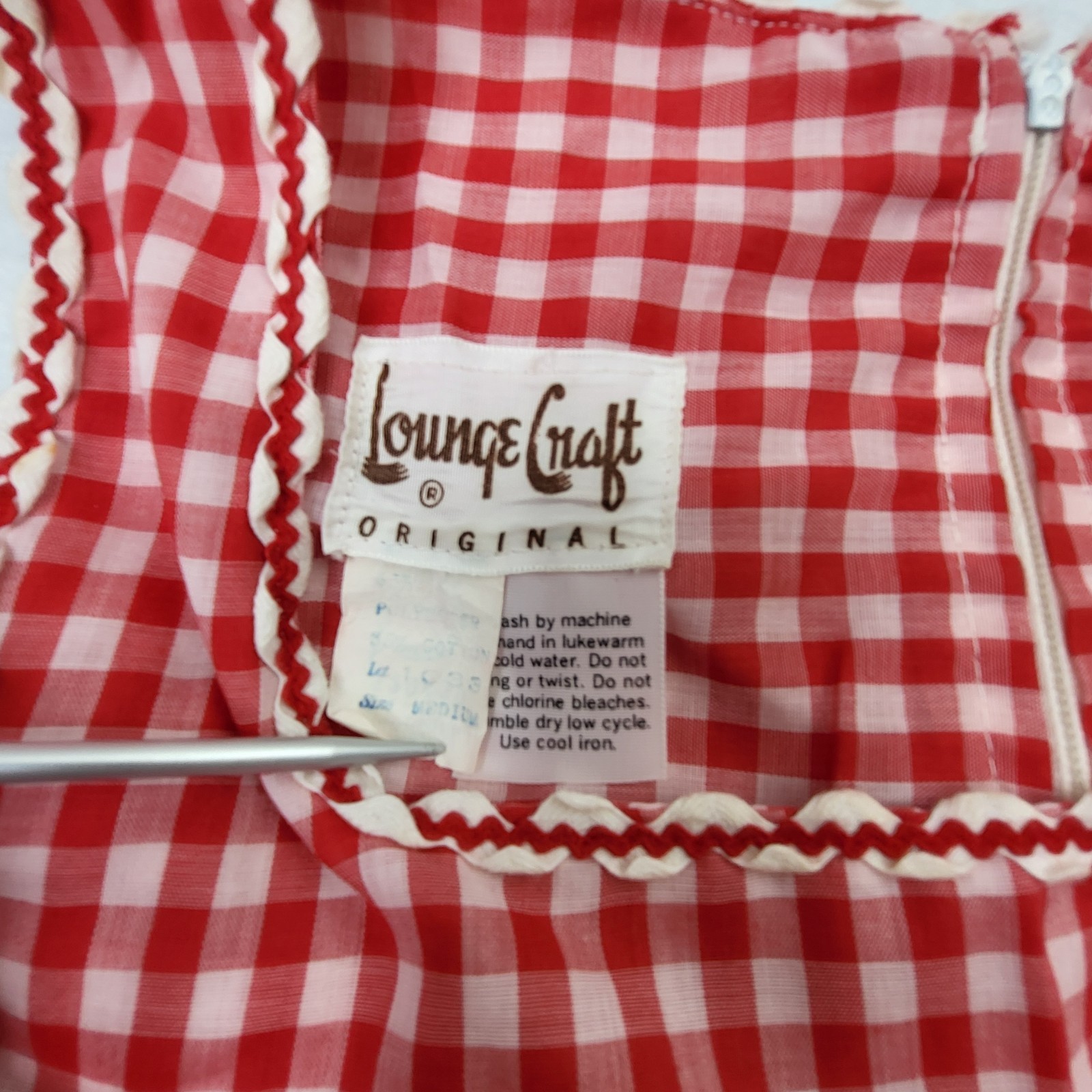 Vintage LOUNGE CRAFT Gingham Red Medium Day Dress Duster Sleevless Union Made