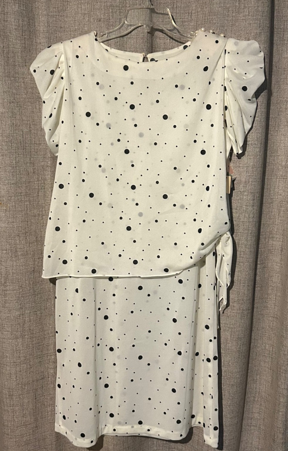 VTG white with black polka dots sheer dress 16 1/2