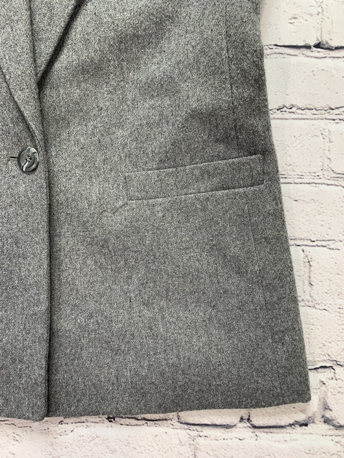 VTG Sasson Women’s Size 8/9 Wool Blend Gray Blazer One Button & Single Breasted