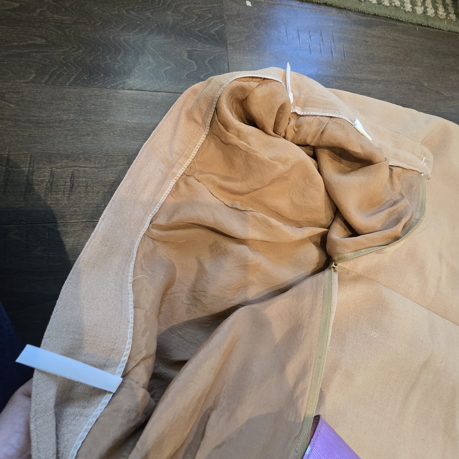 Vintage 60s 70s China Skirt Tan Khaki Chinese 27 Silk blend School XS Severance