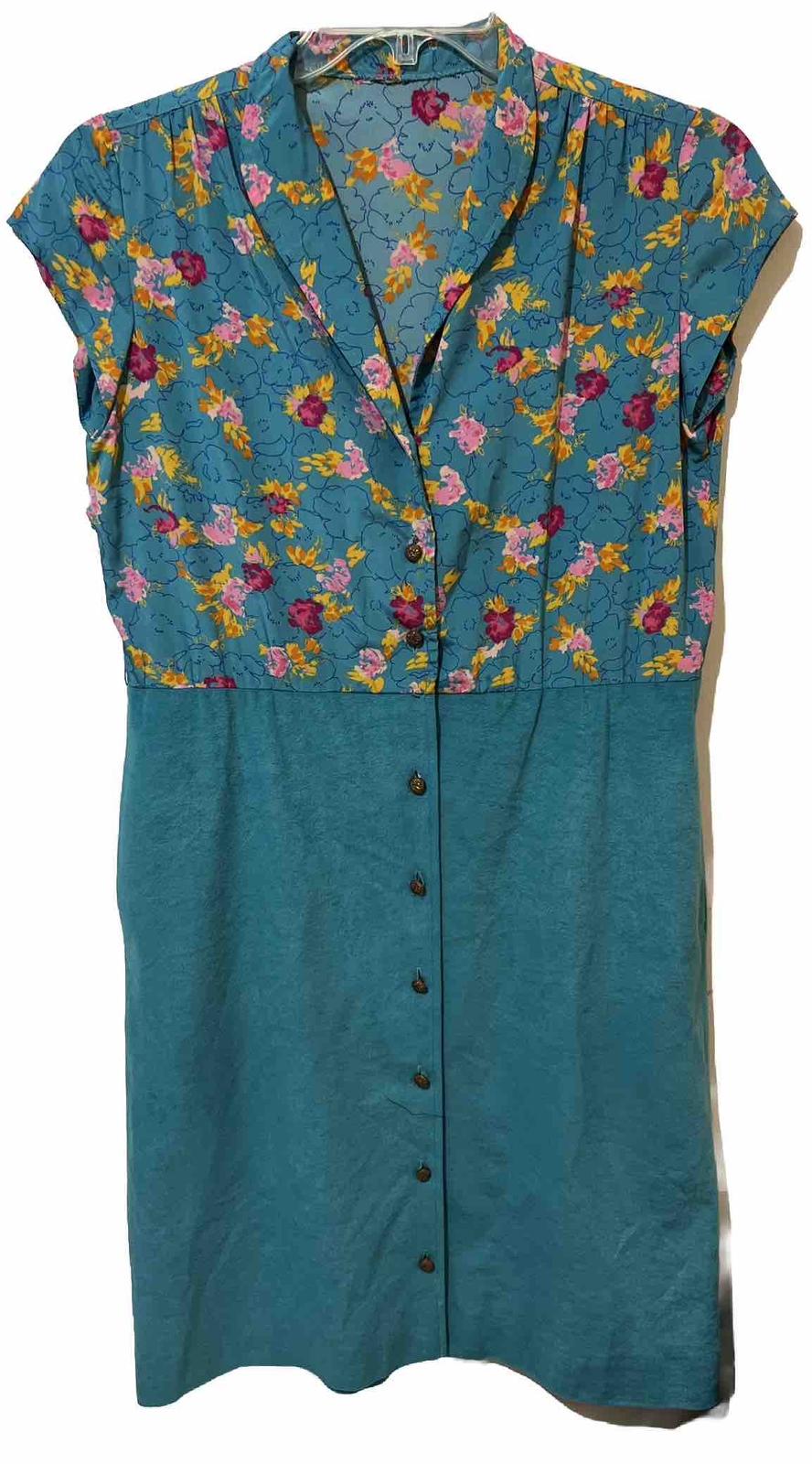 Vtg Anjac Fashions Dress and Jacket Women M Aqua Floral Velour Marc Needleman