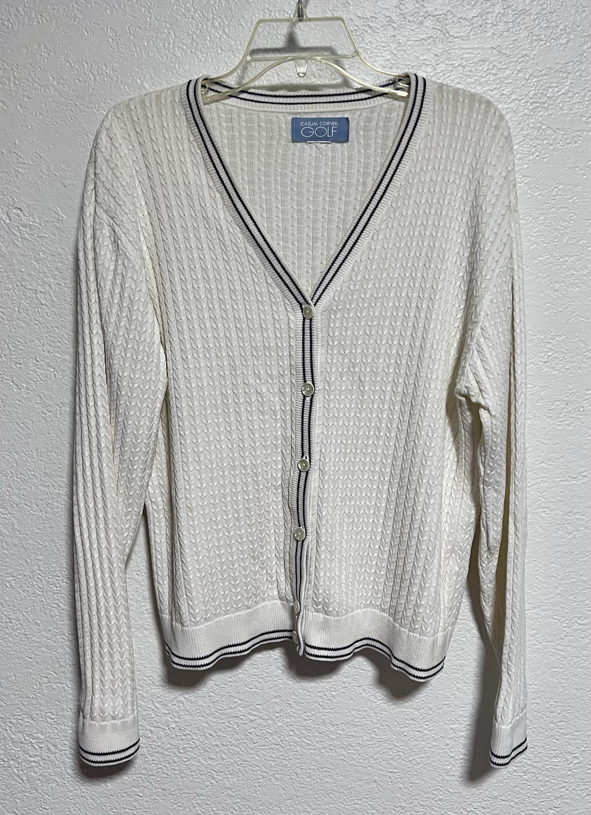 Vtg Casual Corner Cardigan Tenniscore Old Money Country Club Preppy Sweater