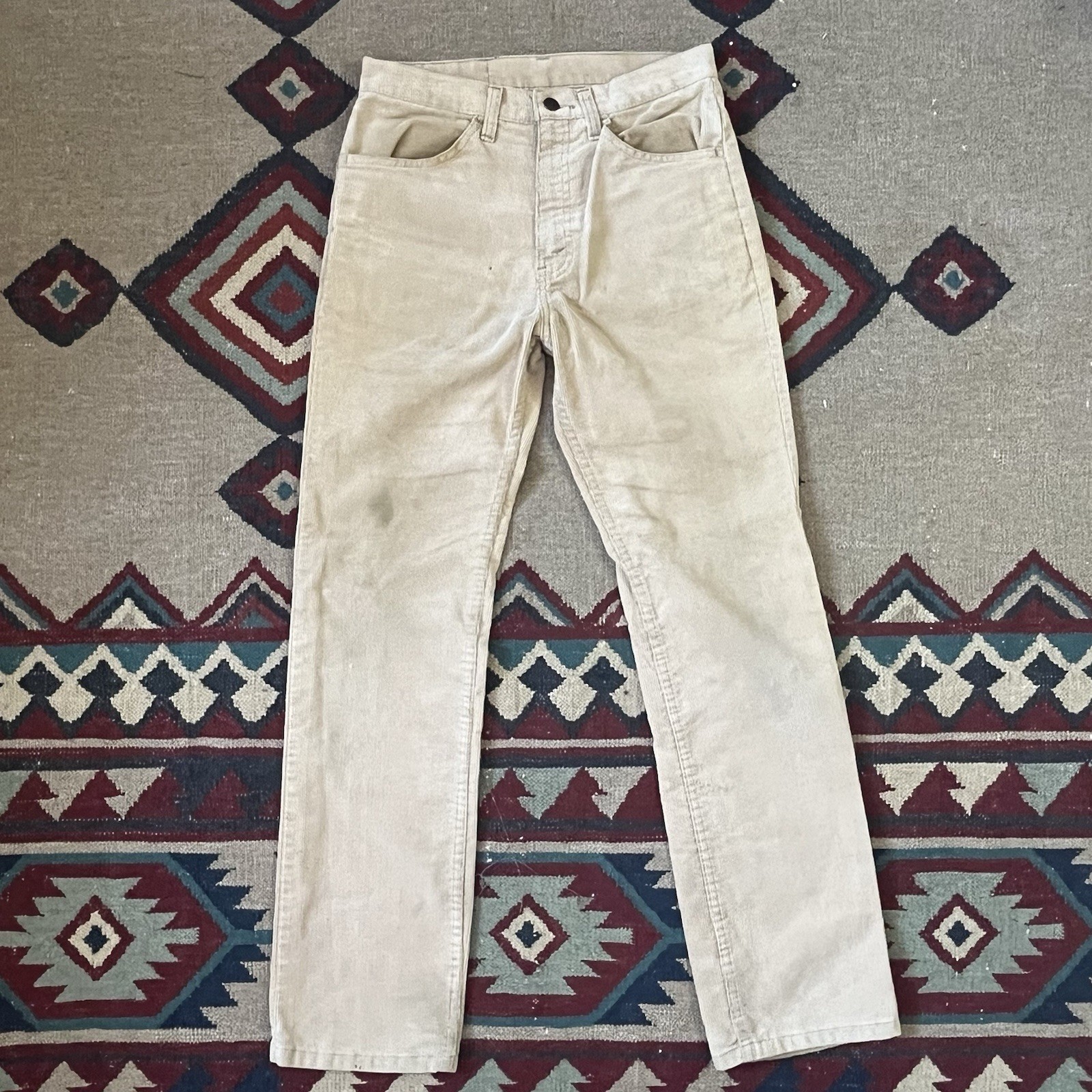 Vintage 80s Gap Pioneer Corduroy Pants Womens 28×30 Beige Distressed Cords