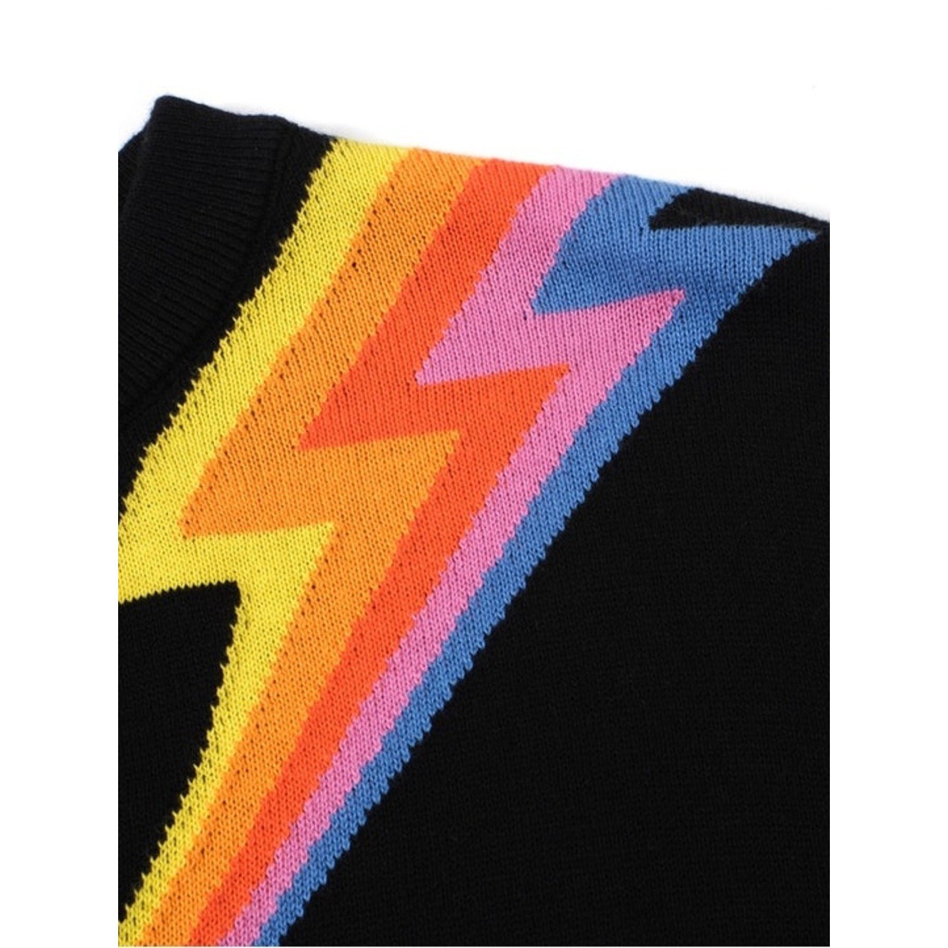 Oxknit Store Black Lighthing Bolt Retro 60’s Mod Style Knit Black Sweater Size S