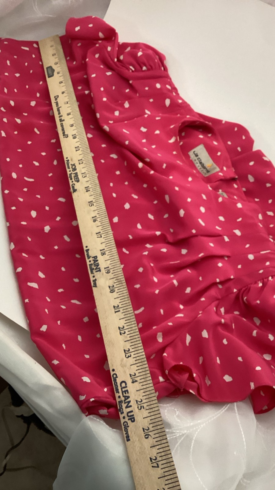Vintage 1980s Liz Claiborne Pink Polka Dot Midi Dress Short Sleeve Retro
