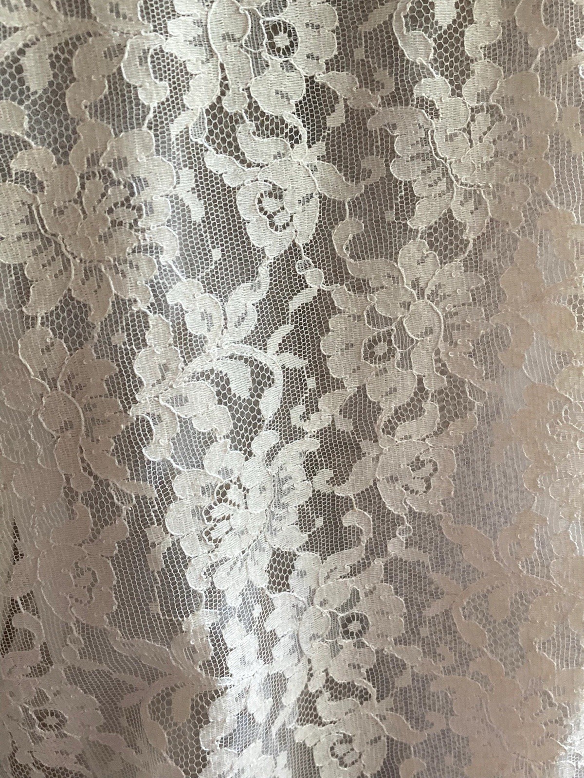 Vintage Ecru Chantilly Lace Party Blouse Top Cocktail Side Metal Zipper 40 Bust