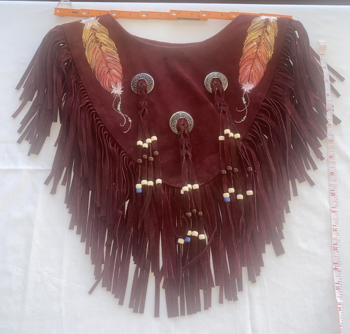 Native American Suede Leather Halter Crop Top Fringe Coachella – Vintage