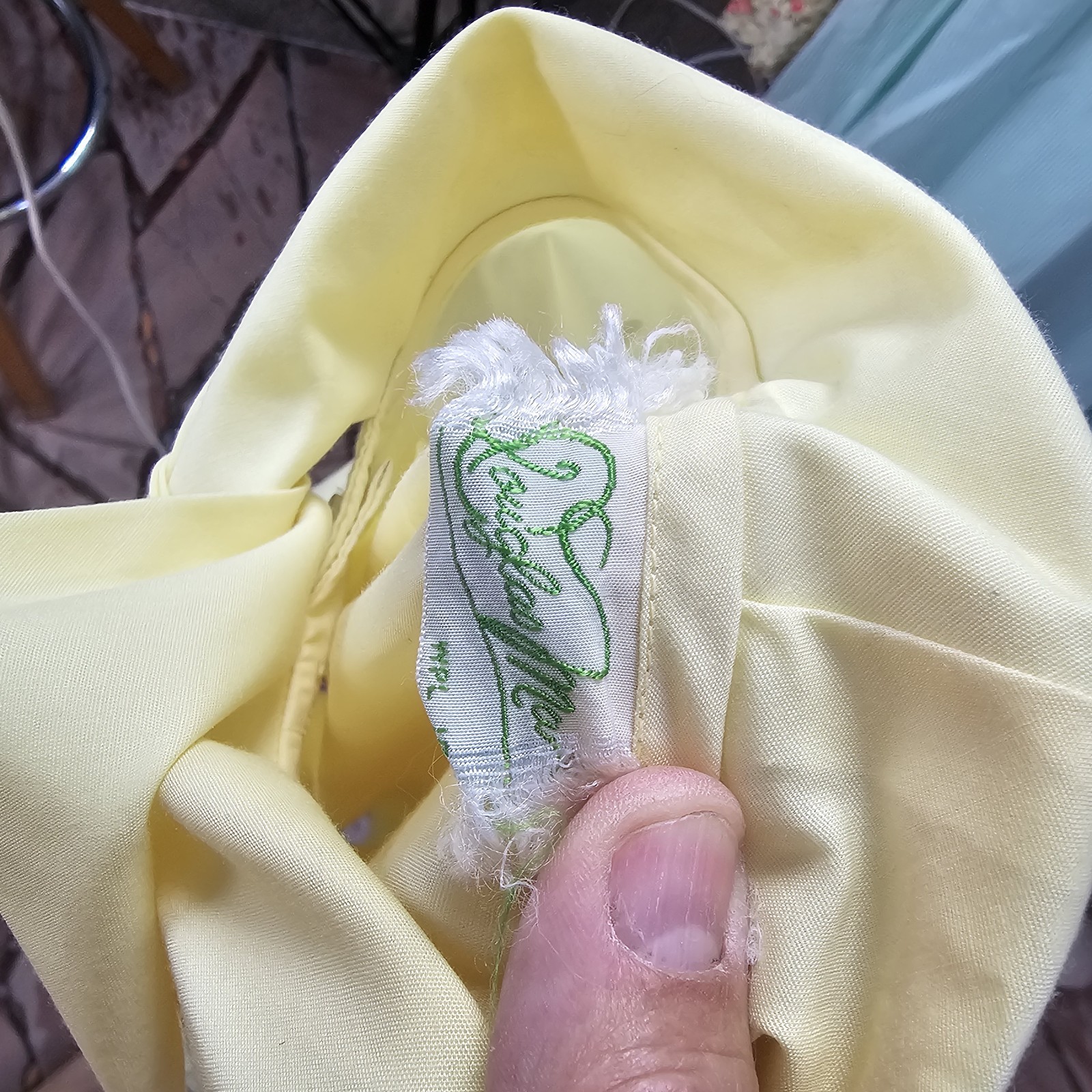 Vintage 1960’s Blouse Top Shirt Pale Yellow Short Sleeve Bow Tie Secretary