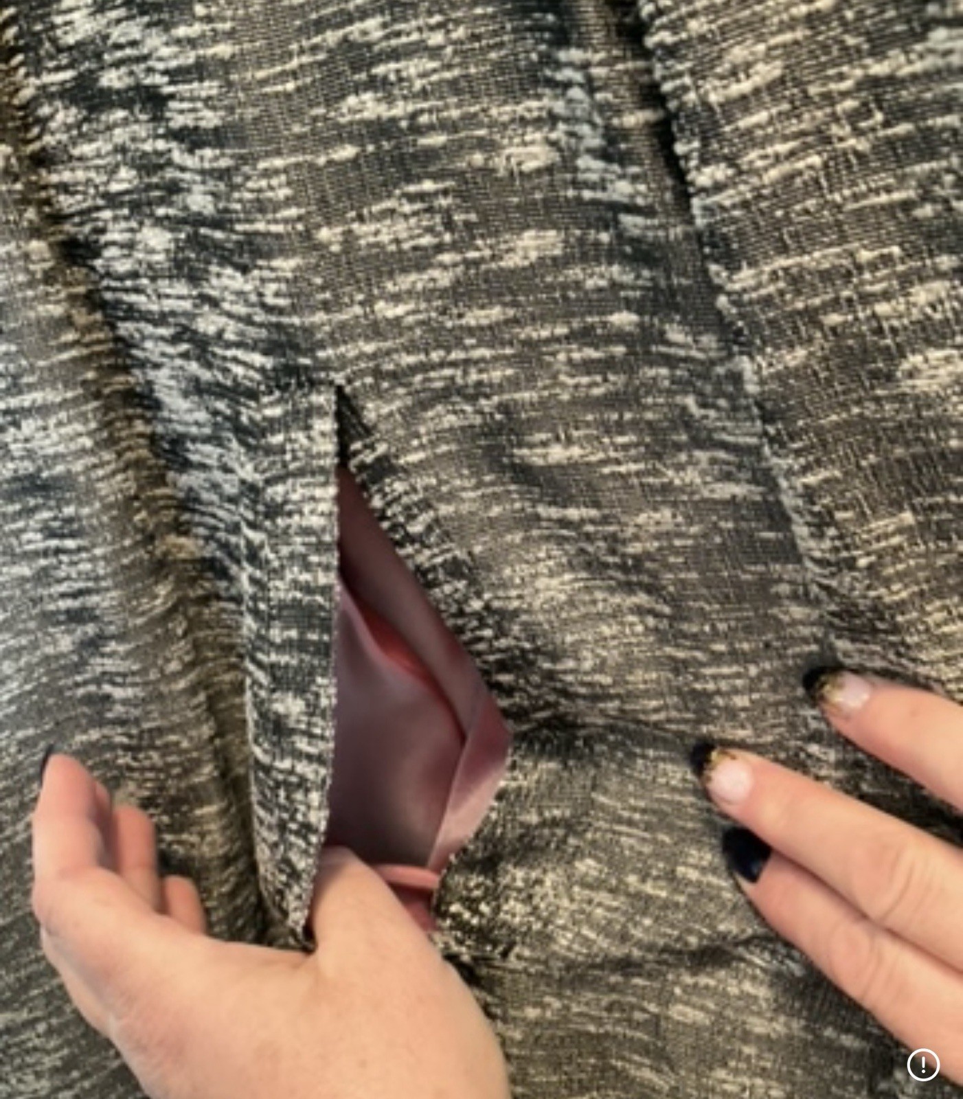Vintage Coat Grey Med Pink Metalic Silk Lining 1960 Housewife Pink Lined Pocket