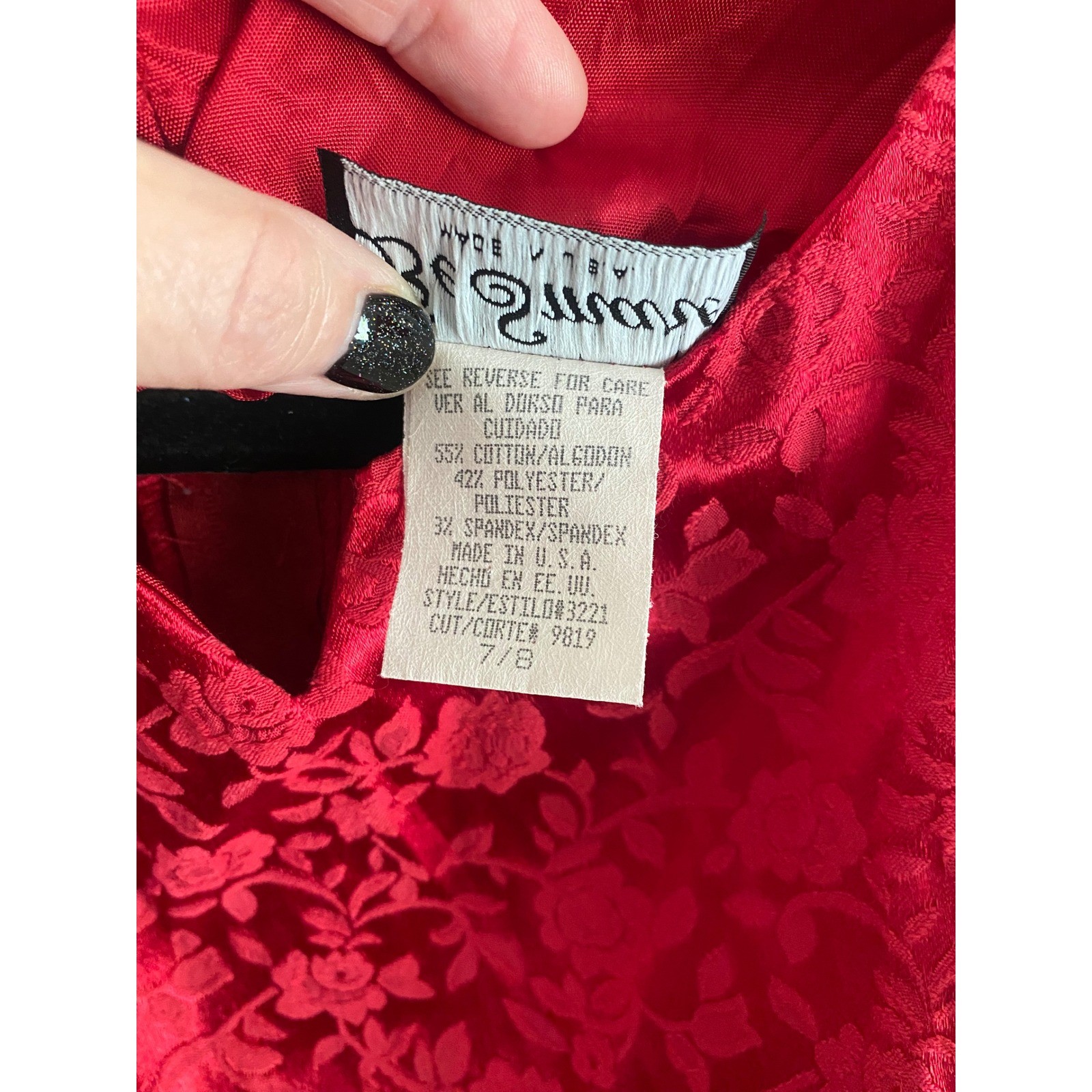 Be Smart Vintage Red Floral Devore Mini Dress Sleeveless Sheath 7/8 USA