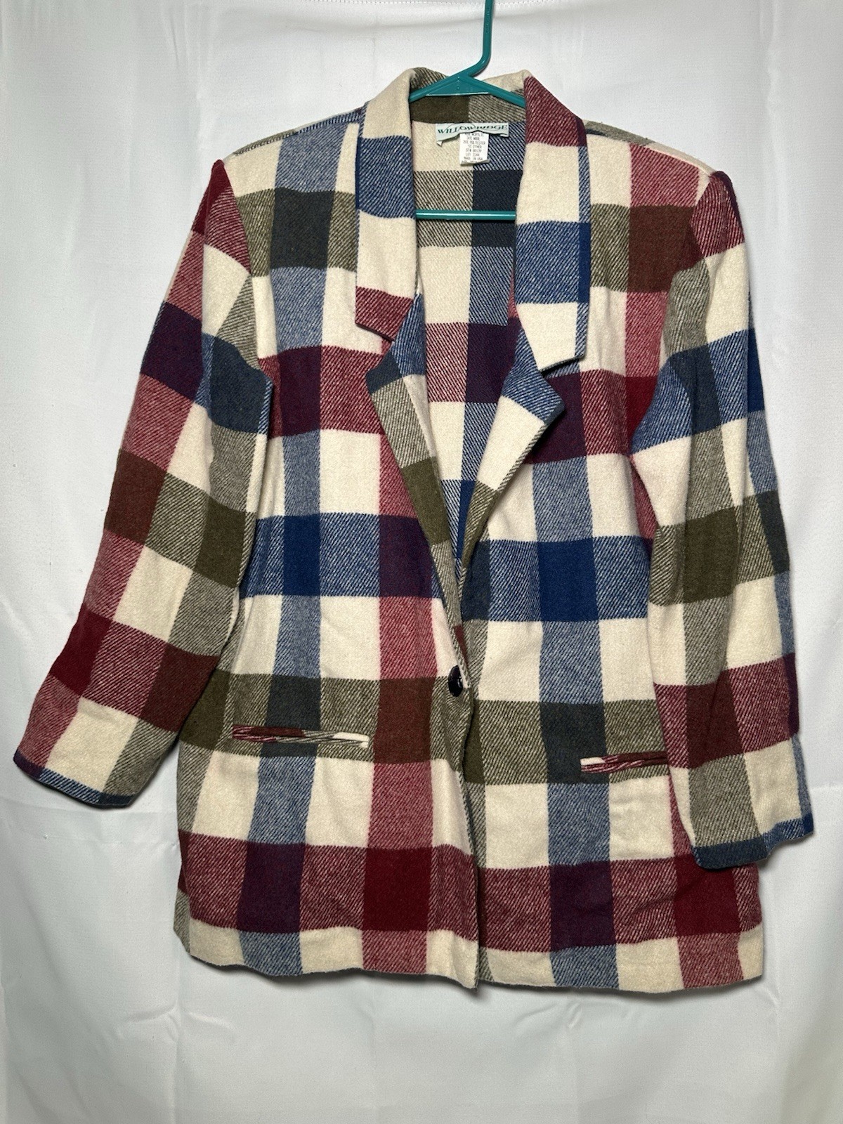 Vintage Willow Ridge 10P Jacket Blazer Wool Blend Plaid Red White Blue Green