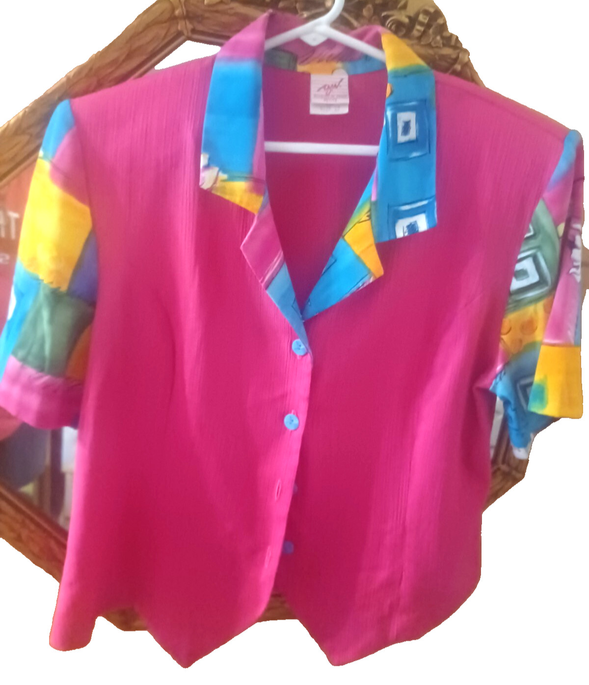 VTG G.W Division of Graff 80’s Bold Neon Colors Crop Blouse Jacket sz 12