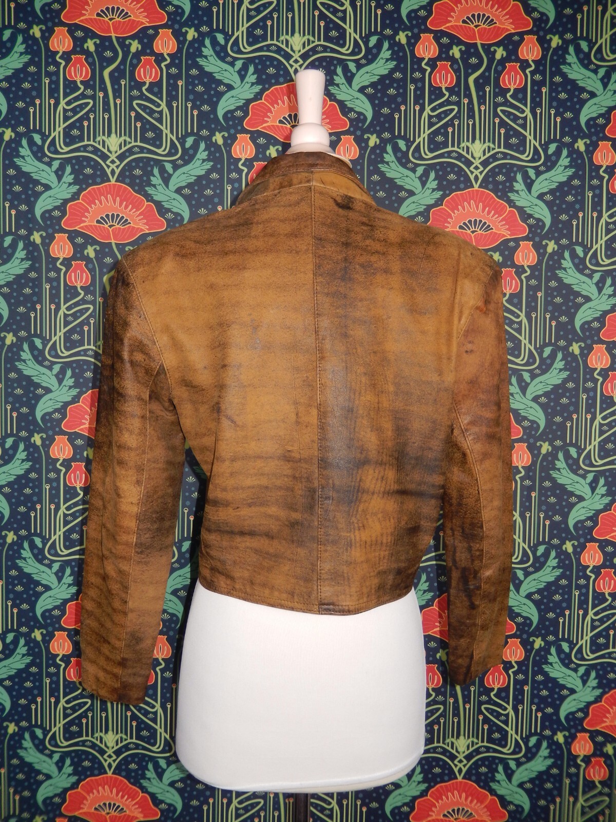 Vintage 80’s 90’s Brown Cropped Distressed Leather Single Button New Wave Jacket