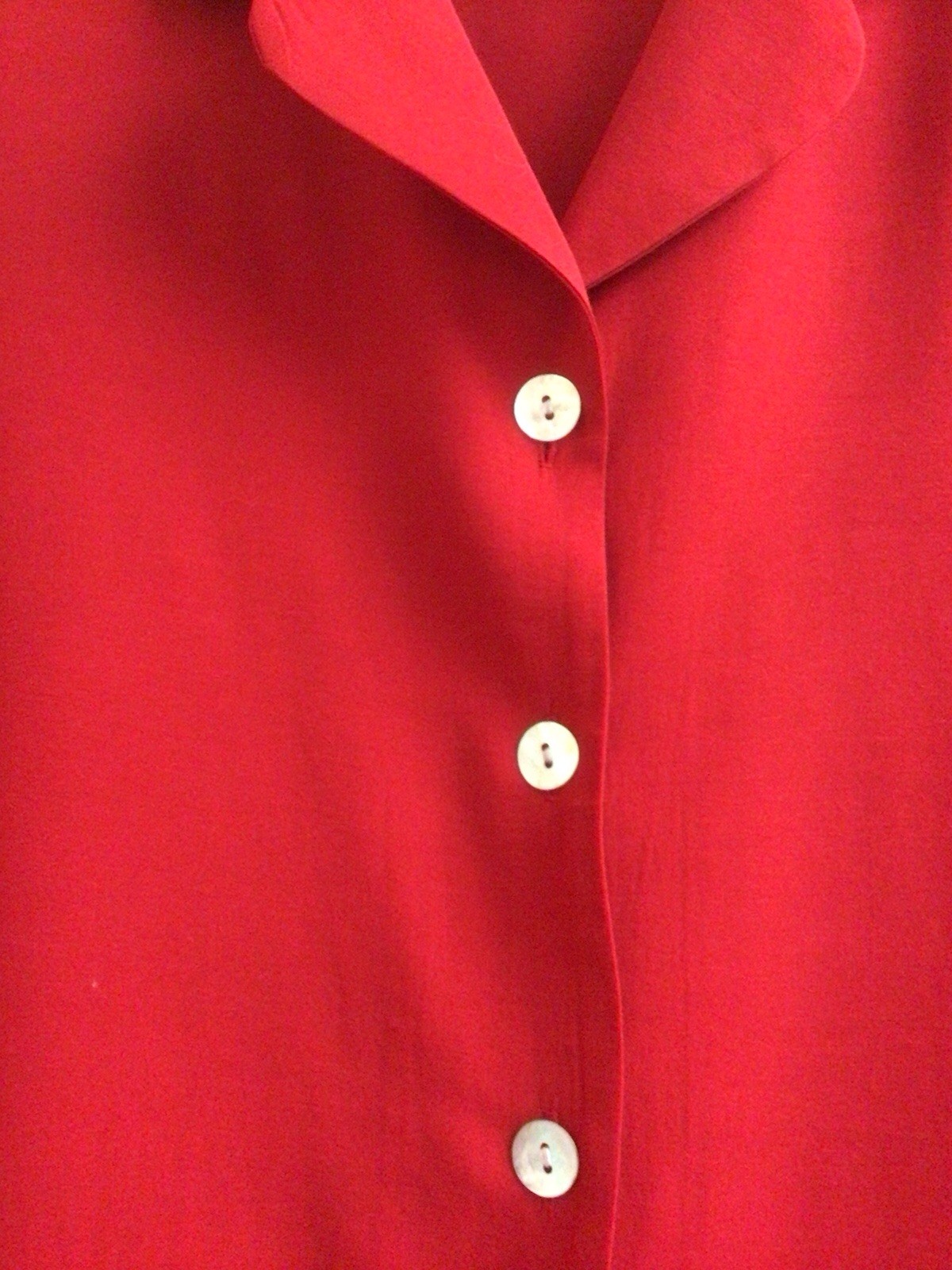 Womens Size M Red Blouse Pearl Buttons Chrysantheme Top Vintage PreOwned