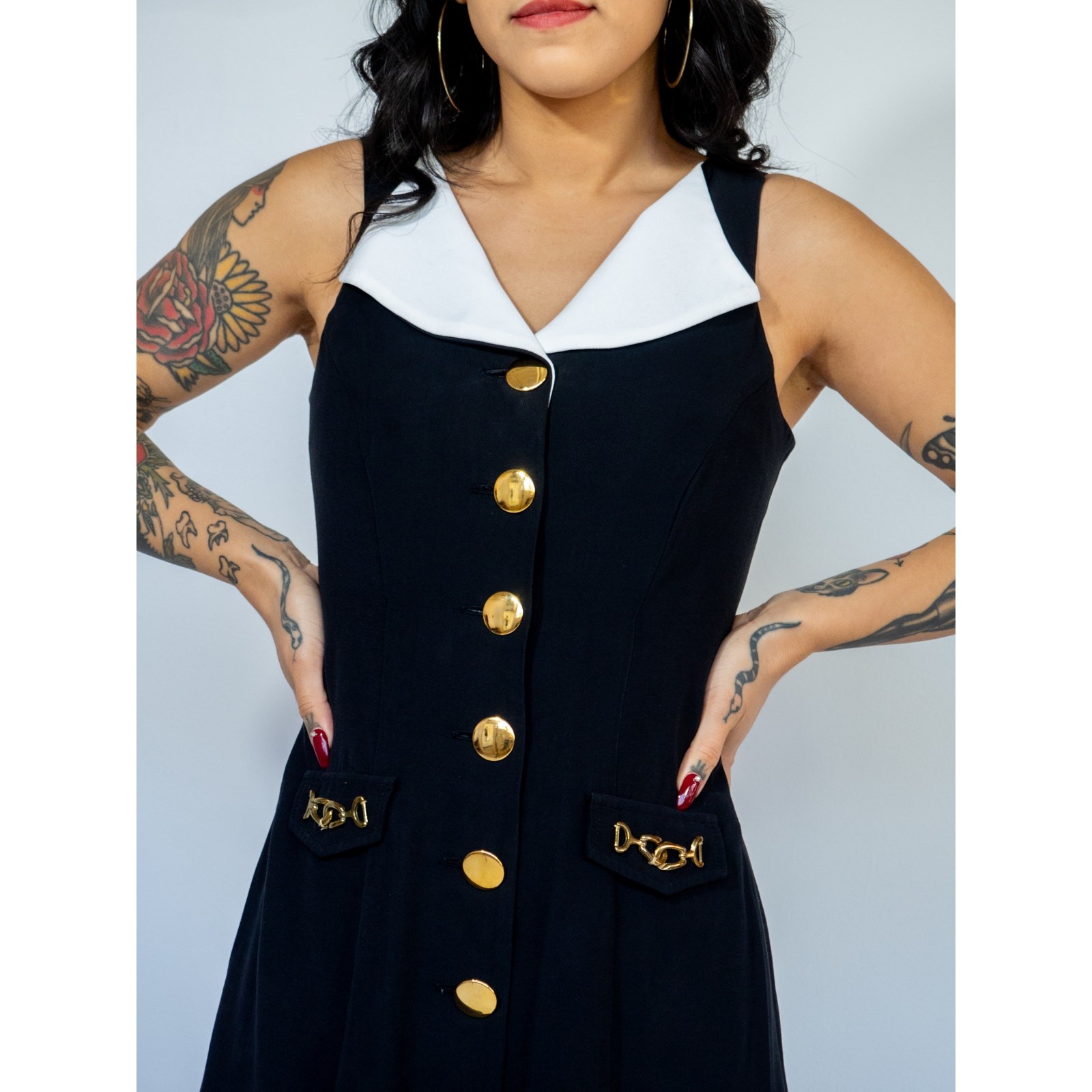 Vintage 90s Cache Black Tuxedo Dress/Romper