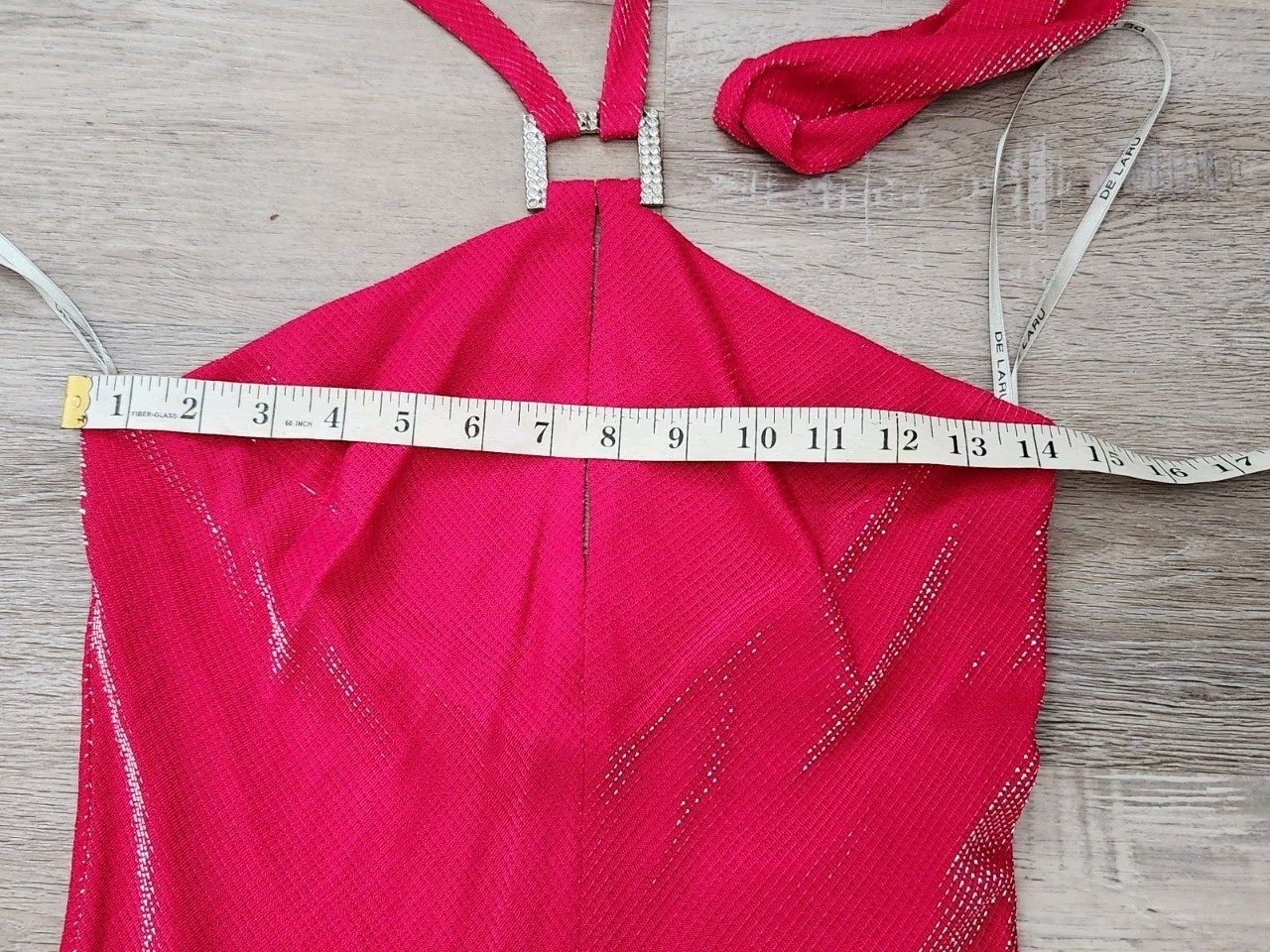 Vintage 90s Y2k Dress De Laru Prom Gown Halter Hot Pink Metallic 7 8