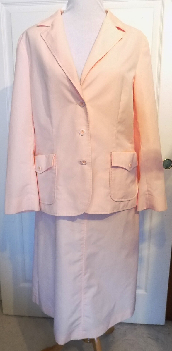 Vintage Creamsicle Orange Cotton Skirt Suit Country Suburbans 18 and 16 B42