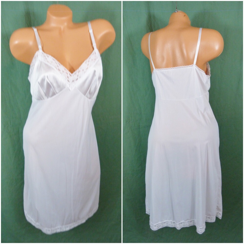 Vanity Fair Lorraine Full Bra Slip 34 TT 36 L 38 40 Satin Lace Slip