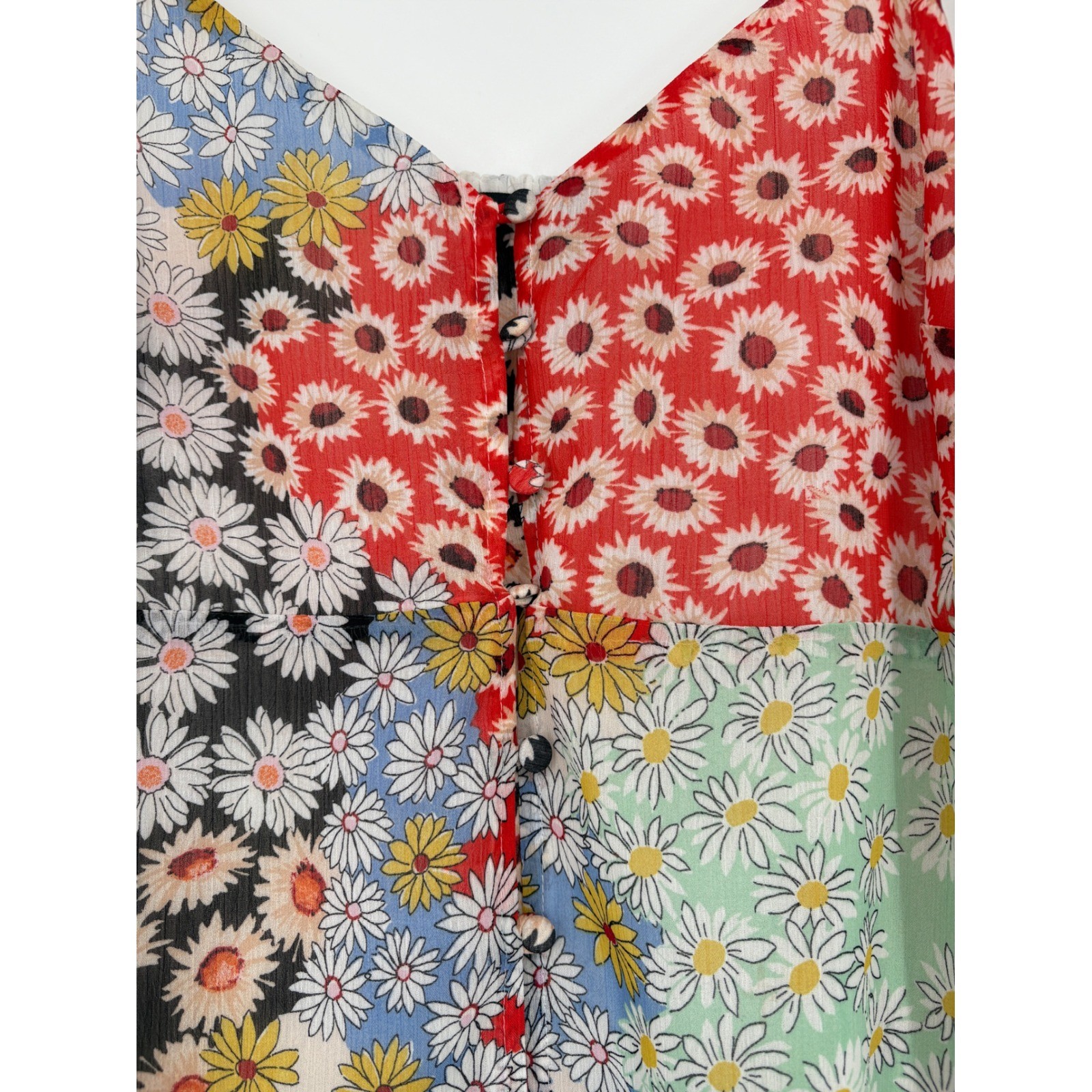Sanctuary Every Day Ditsy Floral Button Front MIDI Slip Dress Chiffon Multi Sz 6
